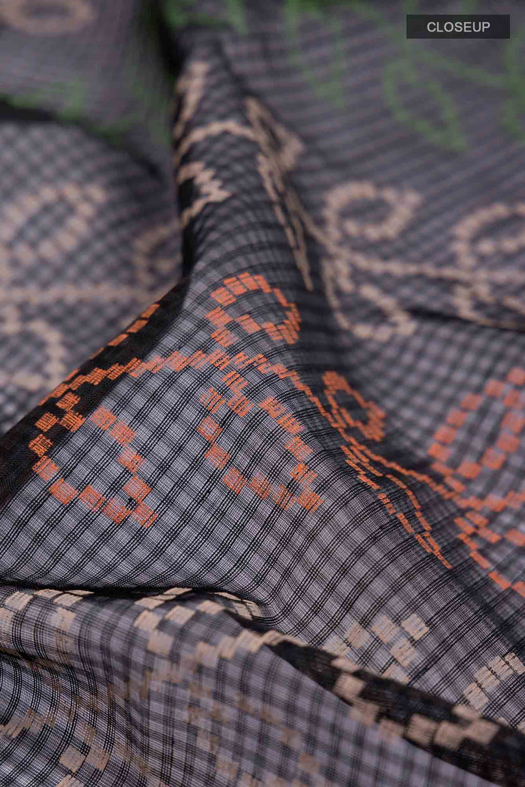 Black Blended Kota Cotton Saree