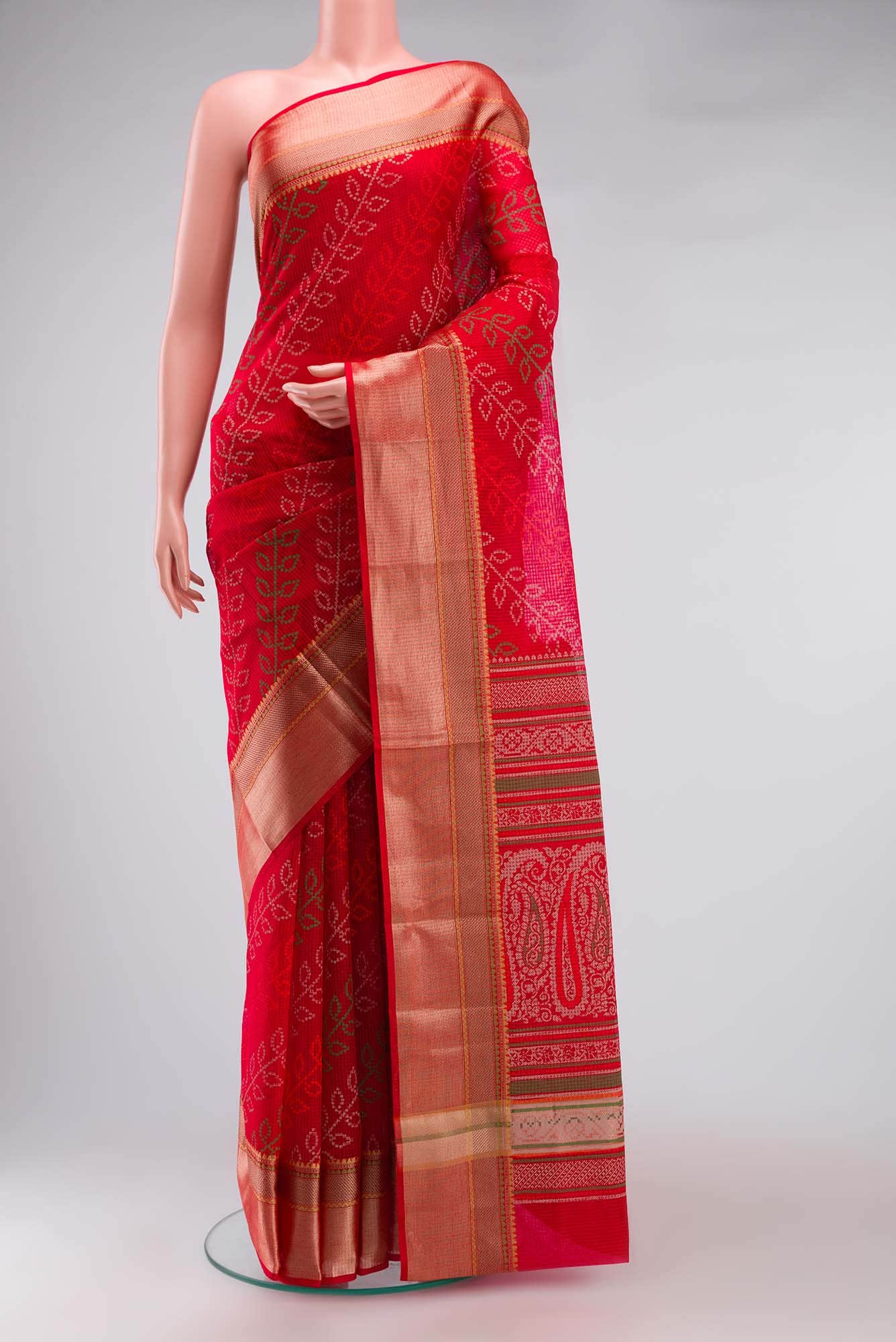 Red Blended Kota Cotton Saree