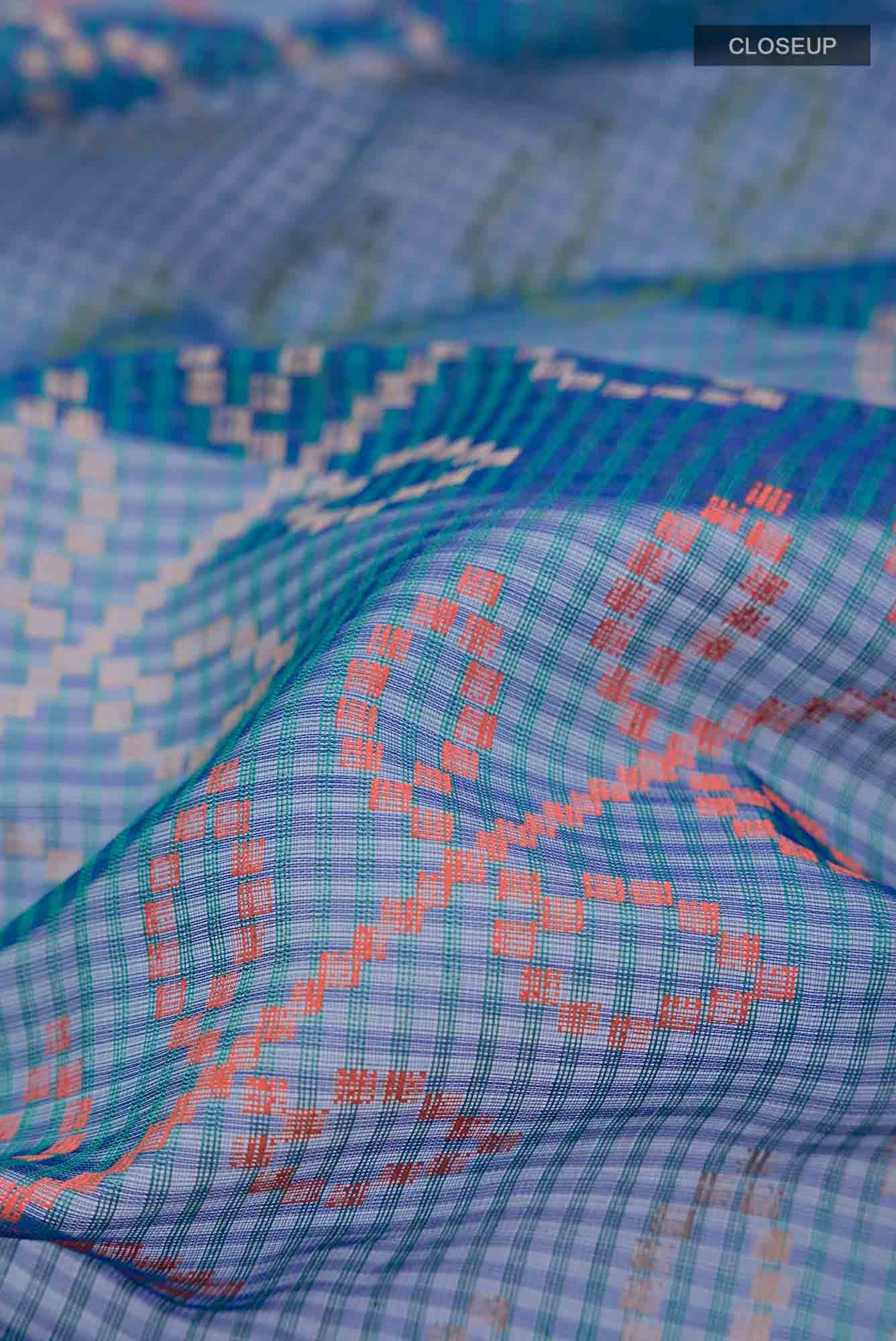 Blue Blended Kota Cotton Saree