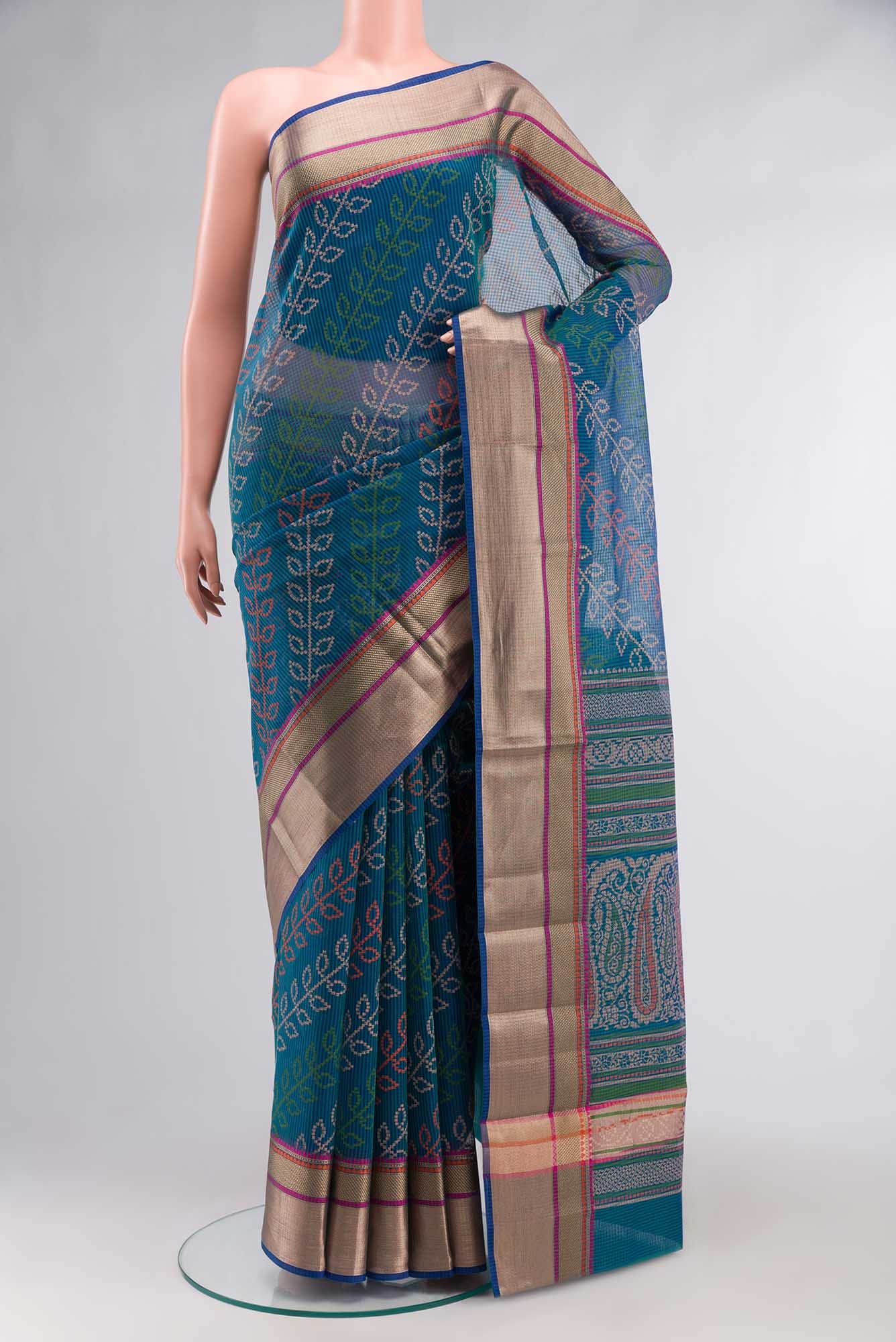 Blue Blended Kota Cotton Saree