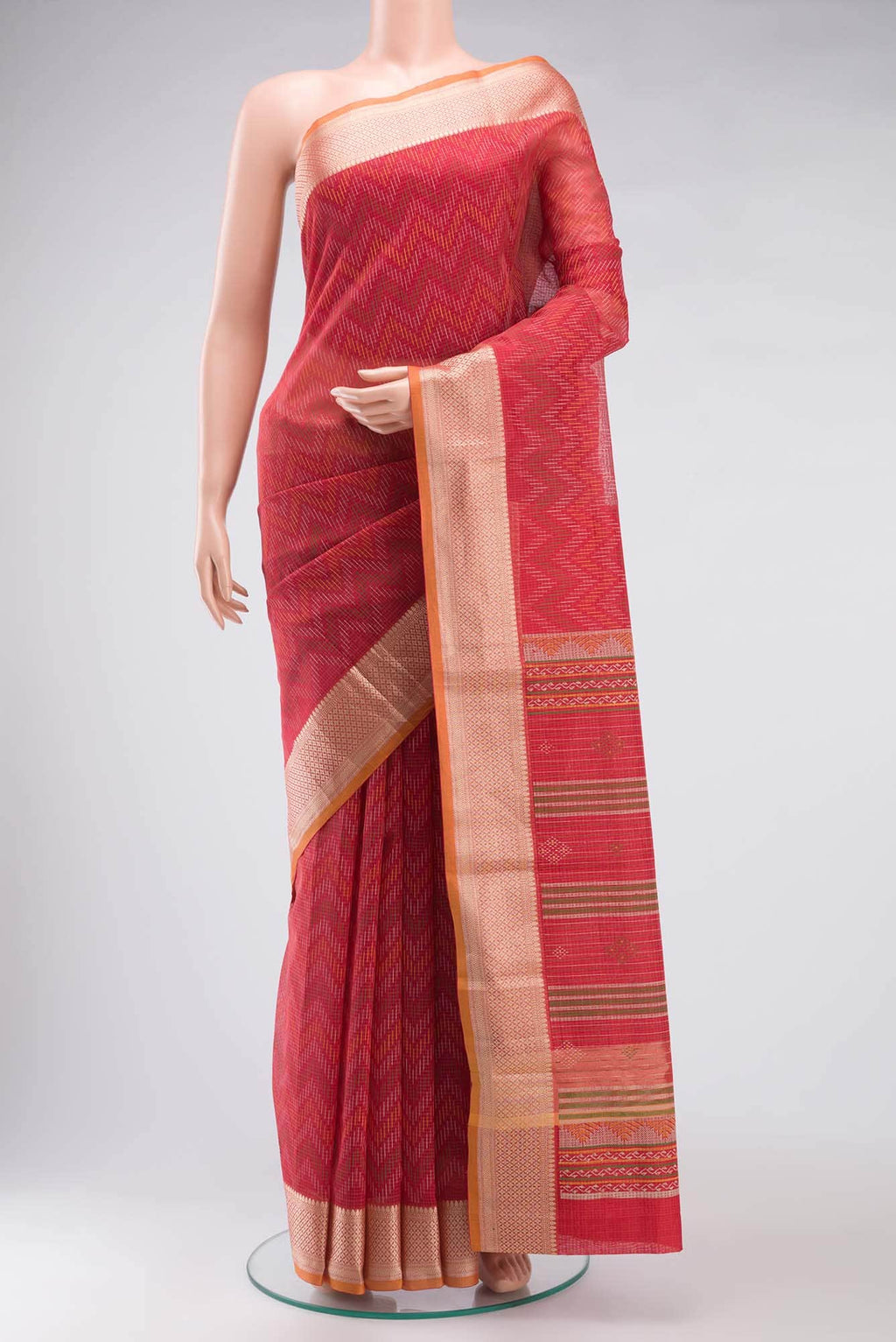 Red Blended Kota Cotton Saree
