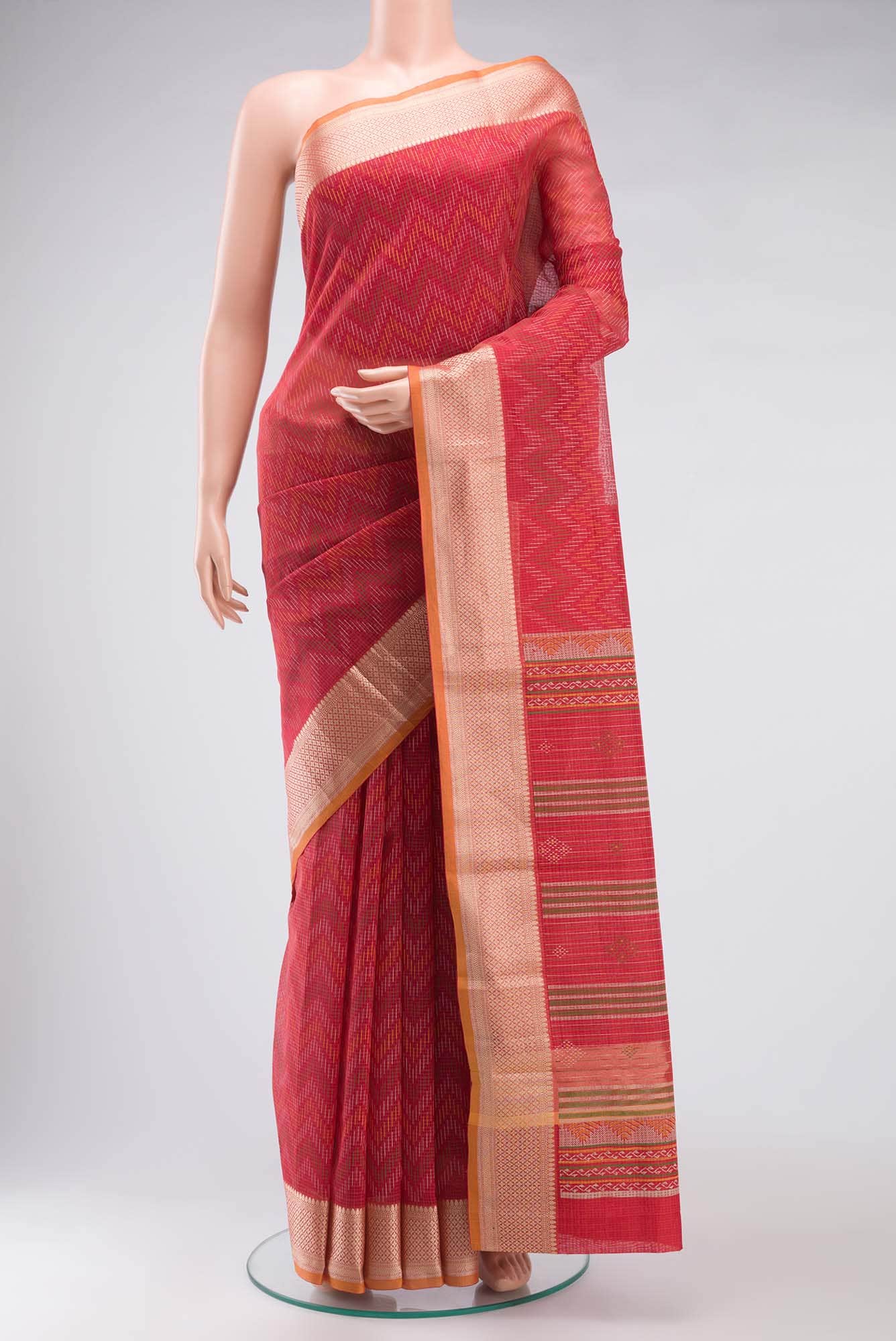 Red Blended Kota Cotton Saree