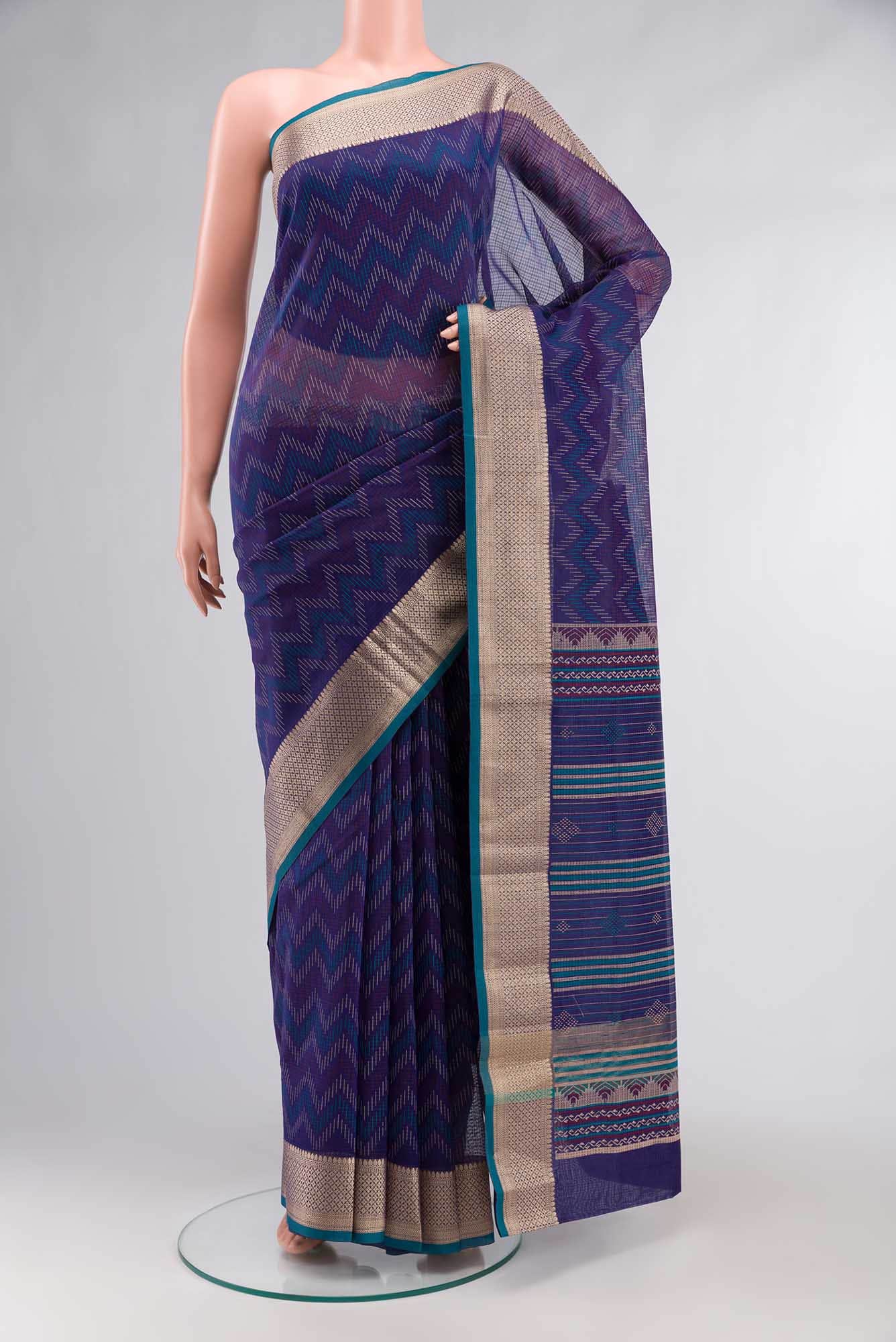 Navy Blue Blended Kota Cotton Saree