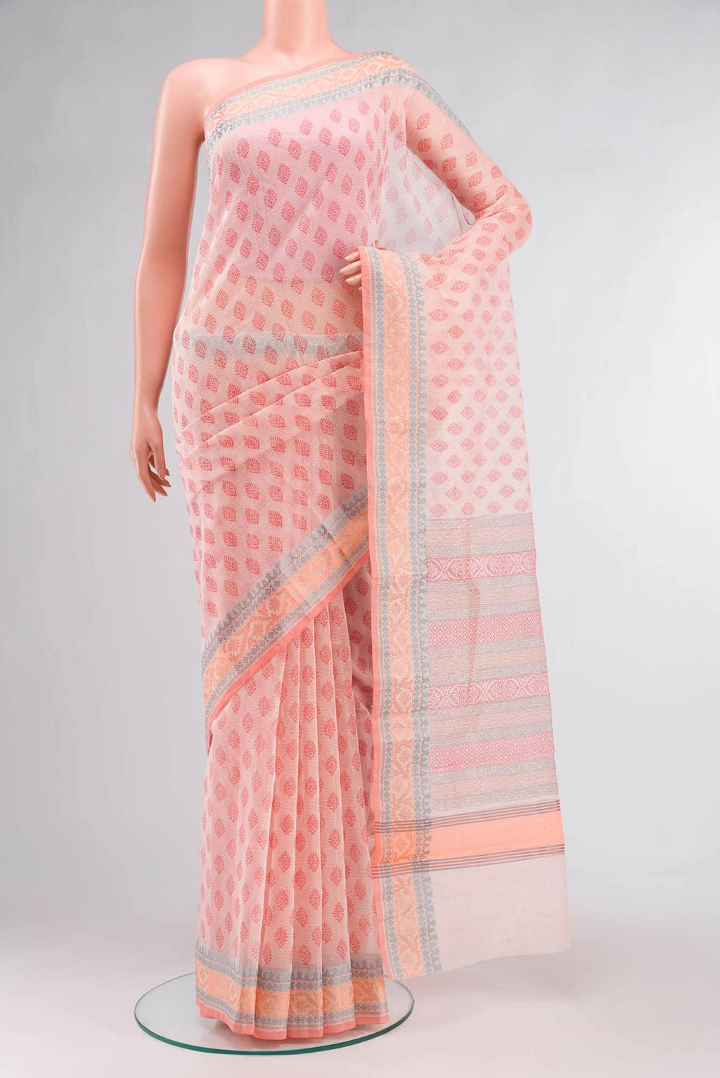 Peach Blended Kota Cotton Saree