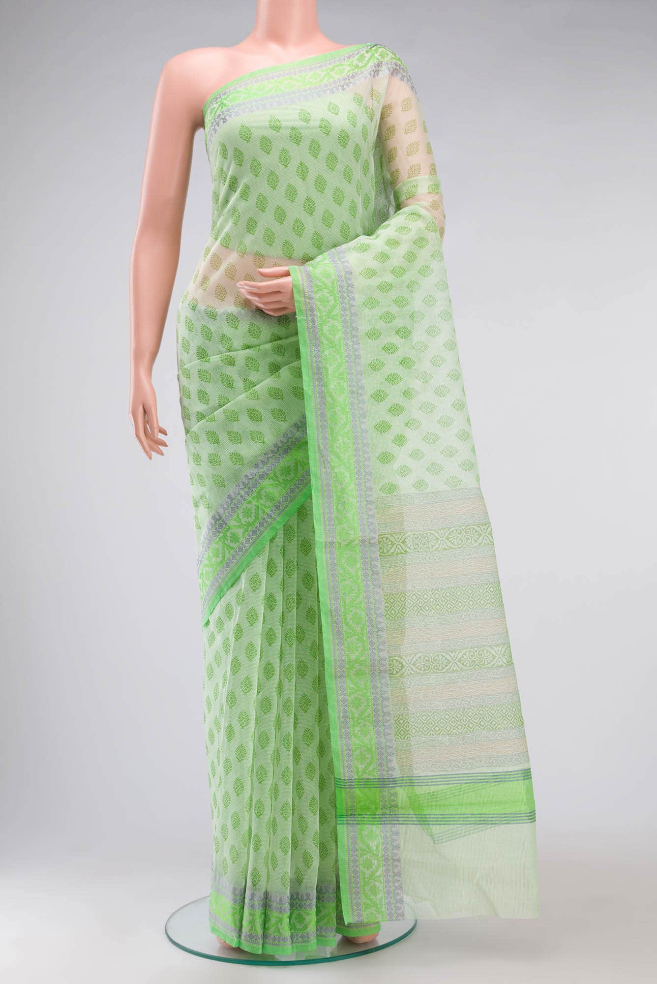 Green Blended Kota Cotton Saree