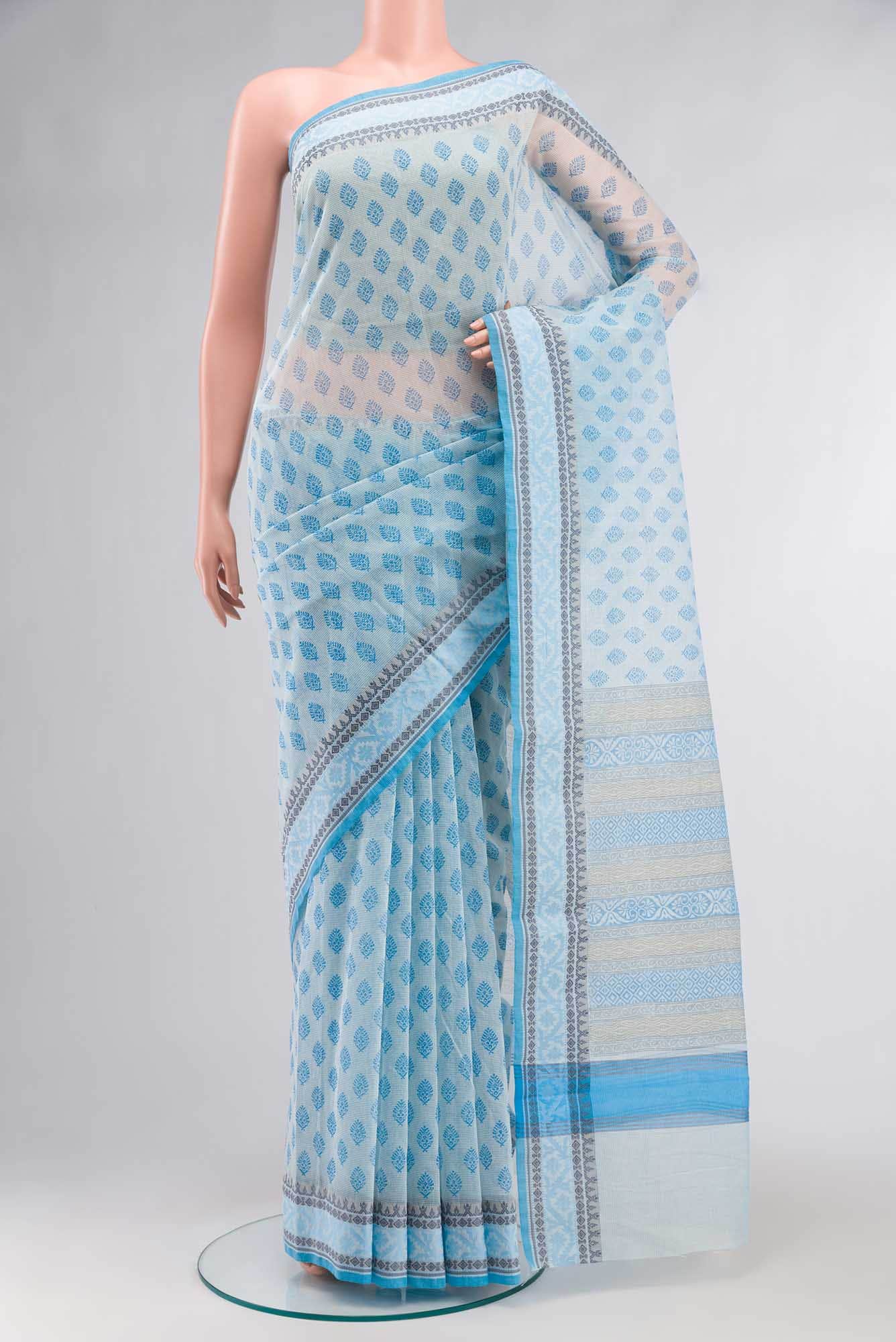 Blue Blended Kota Cotton Saree