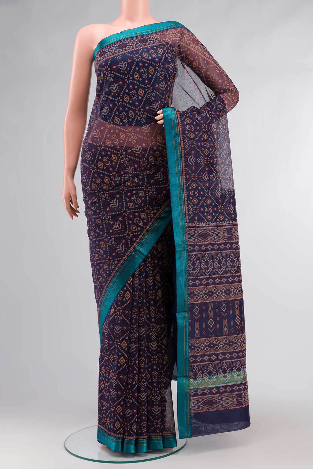 Navy Blue Blended Kota Cotton Saree