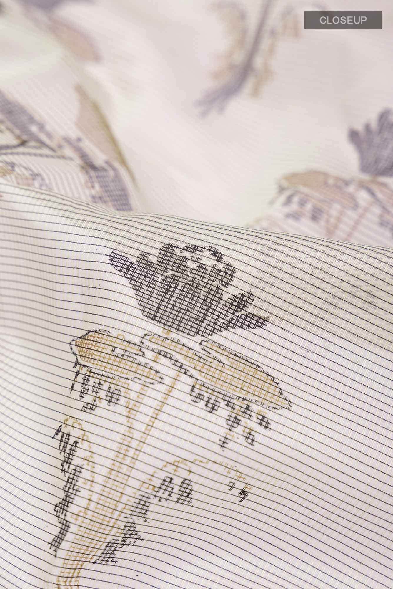 Beige Blended Kota Cotton Saree