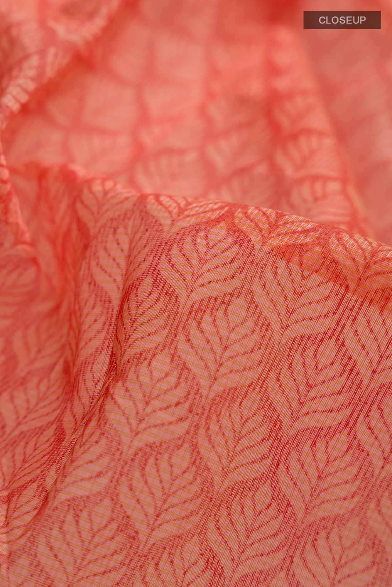 Peach Blended Kota Cotton Saree