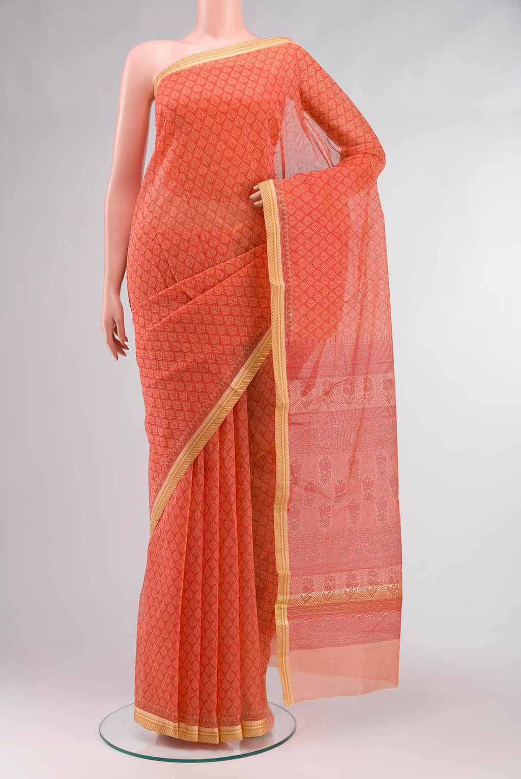 Peach Blended Kota Cotton Saree