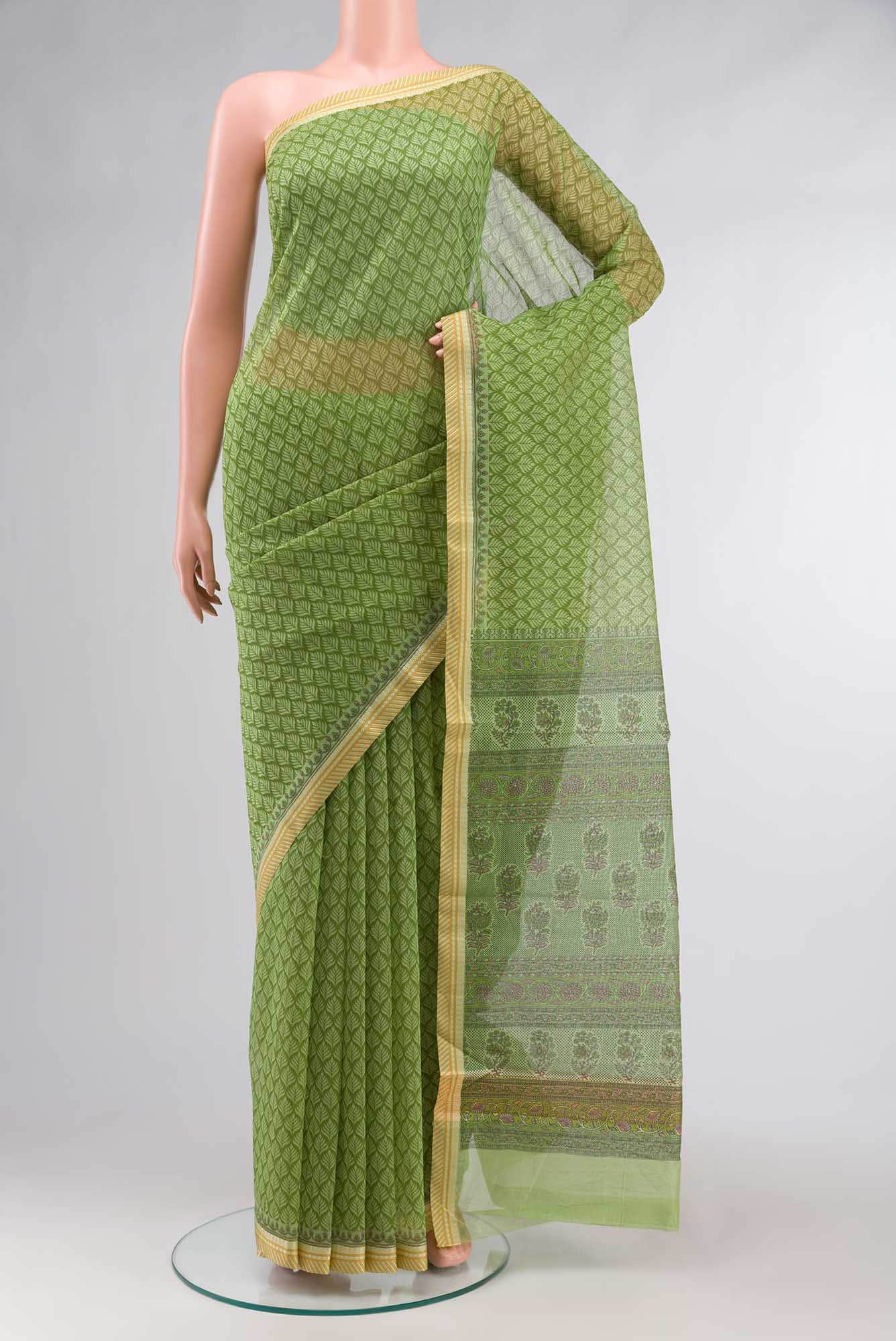 Green Blended Kota Cotton Saree