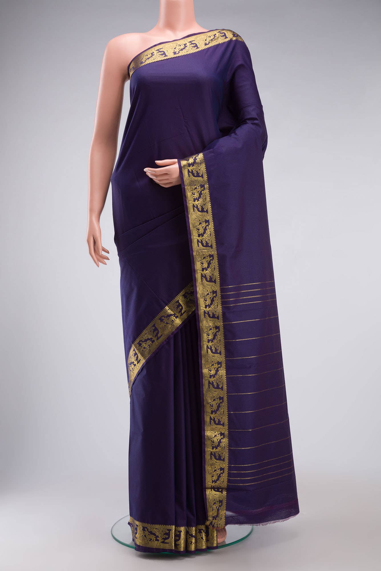 Navy Blue Blended Kalyani Cotton Saree