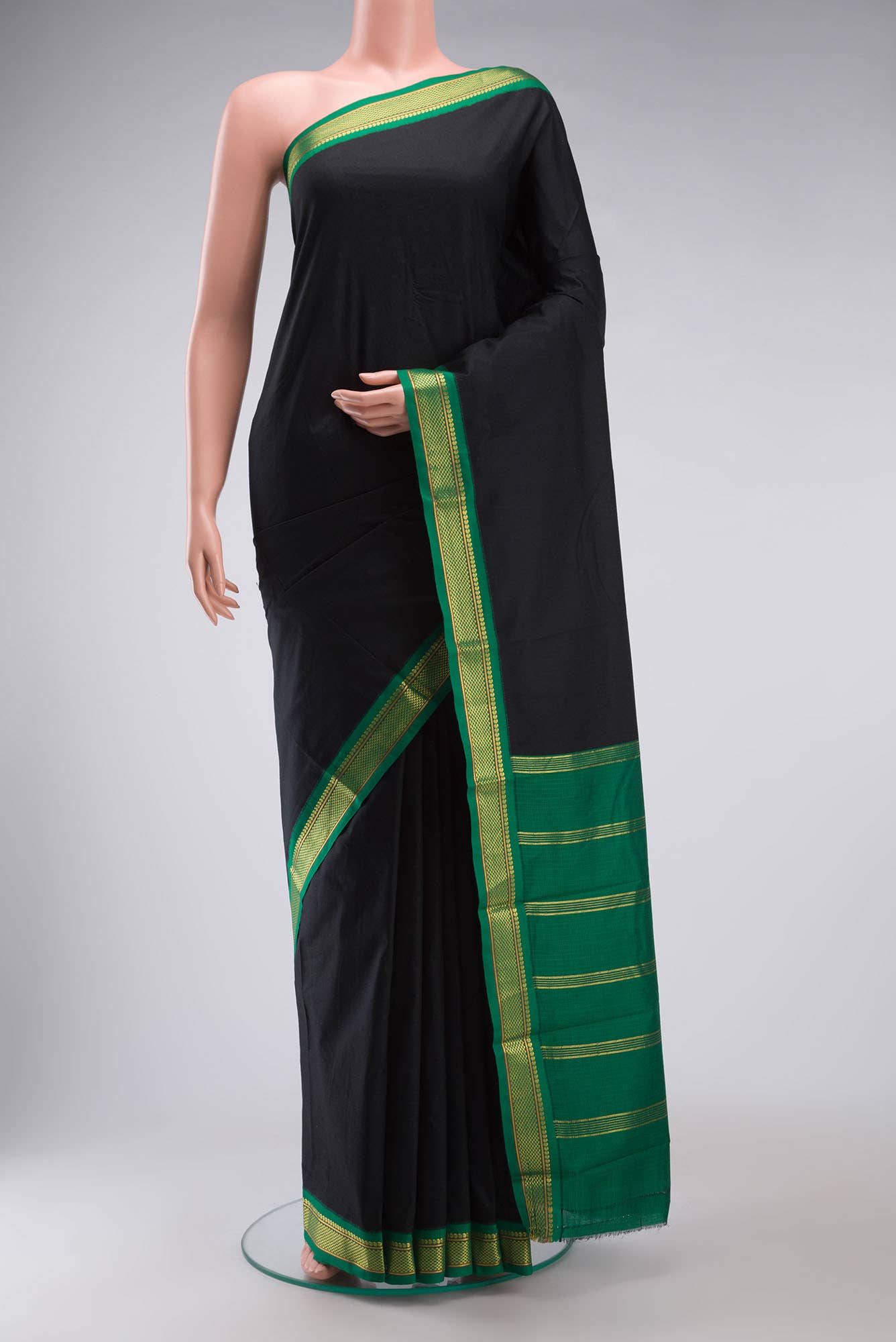 Black Blended Kalyani Cotton Saree