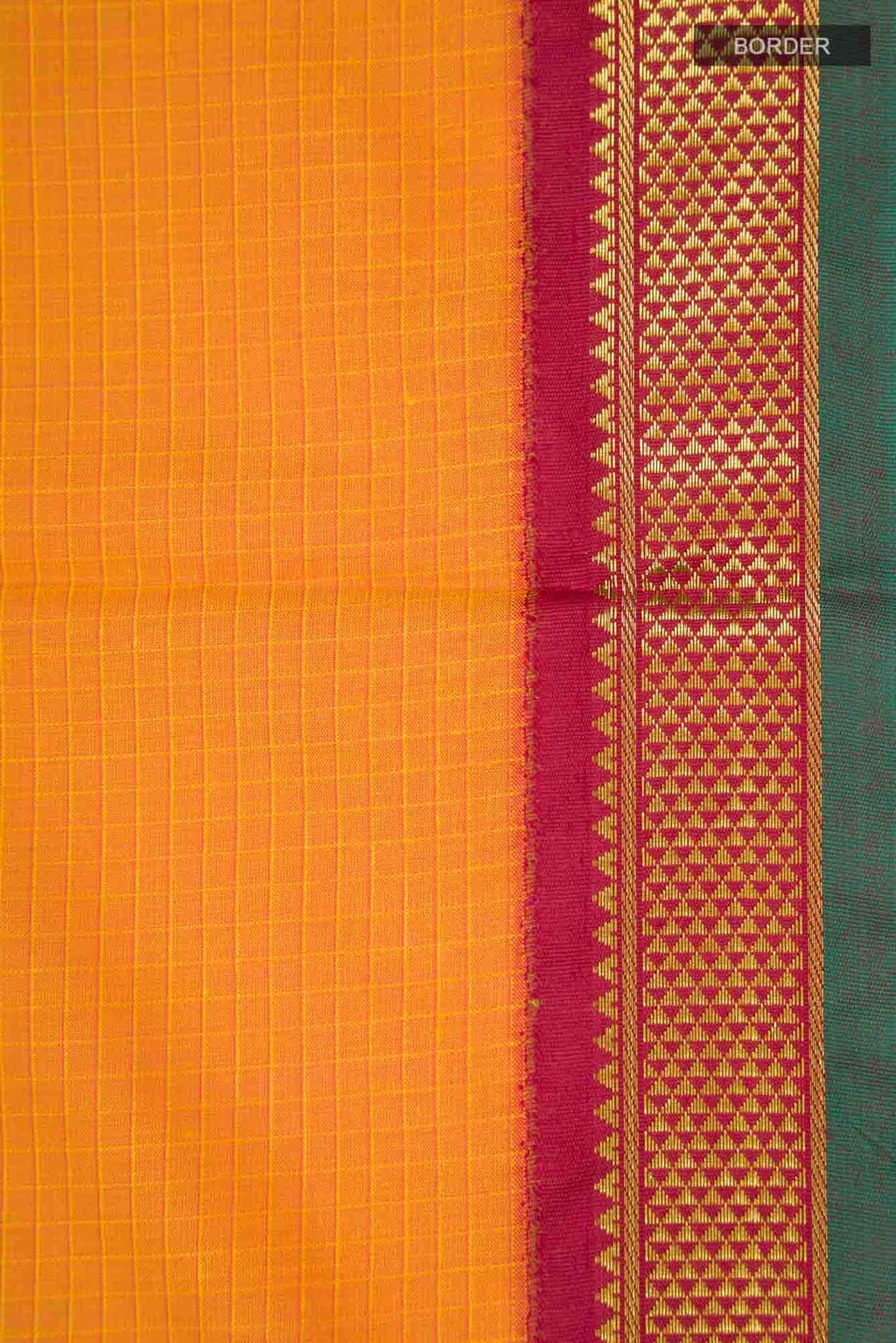 Orange Kalyani Cotton Saree with Zari Border