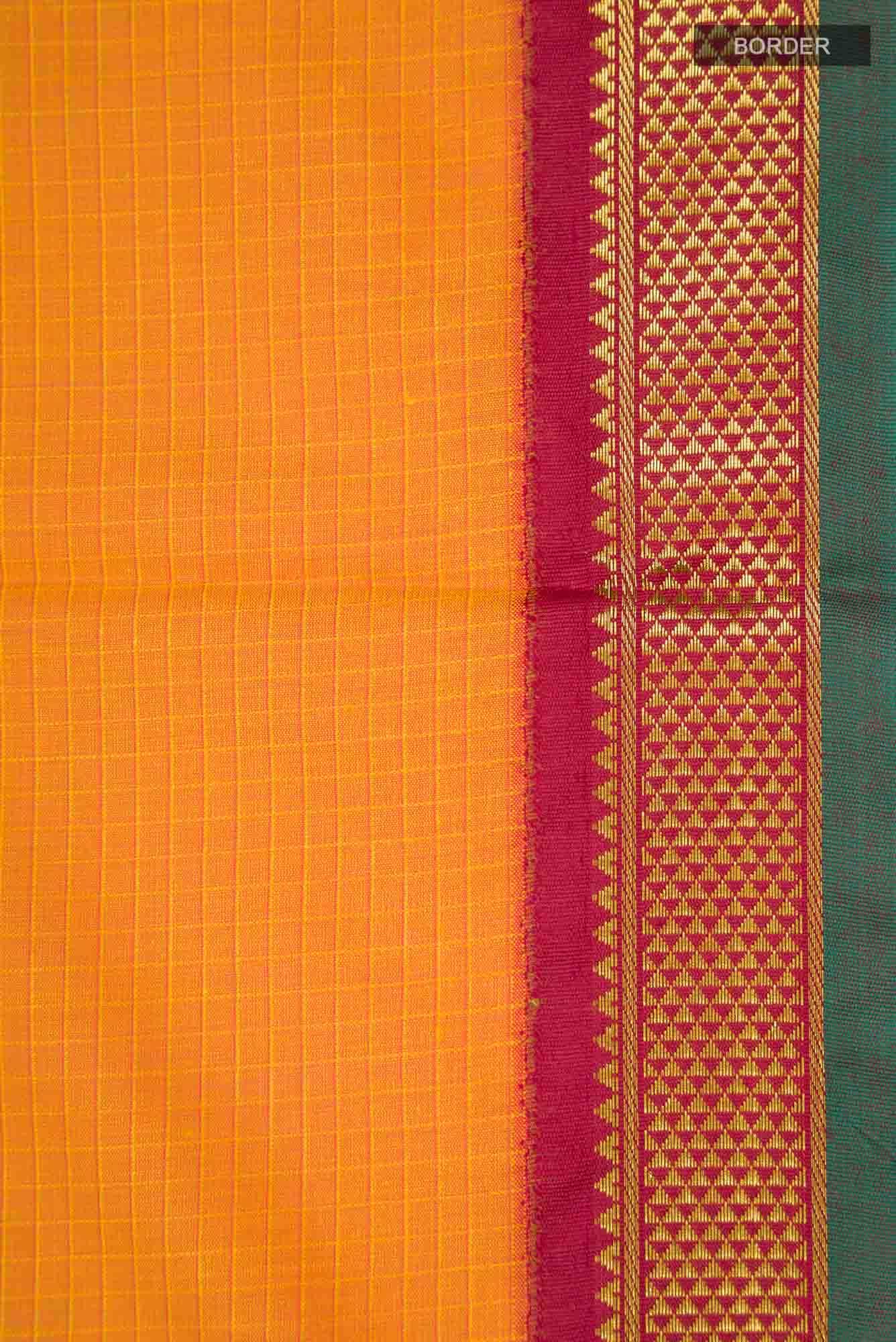 Orange Kalyani Cotton Saree with Zari Border