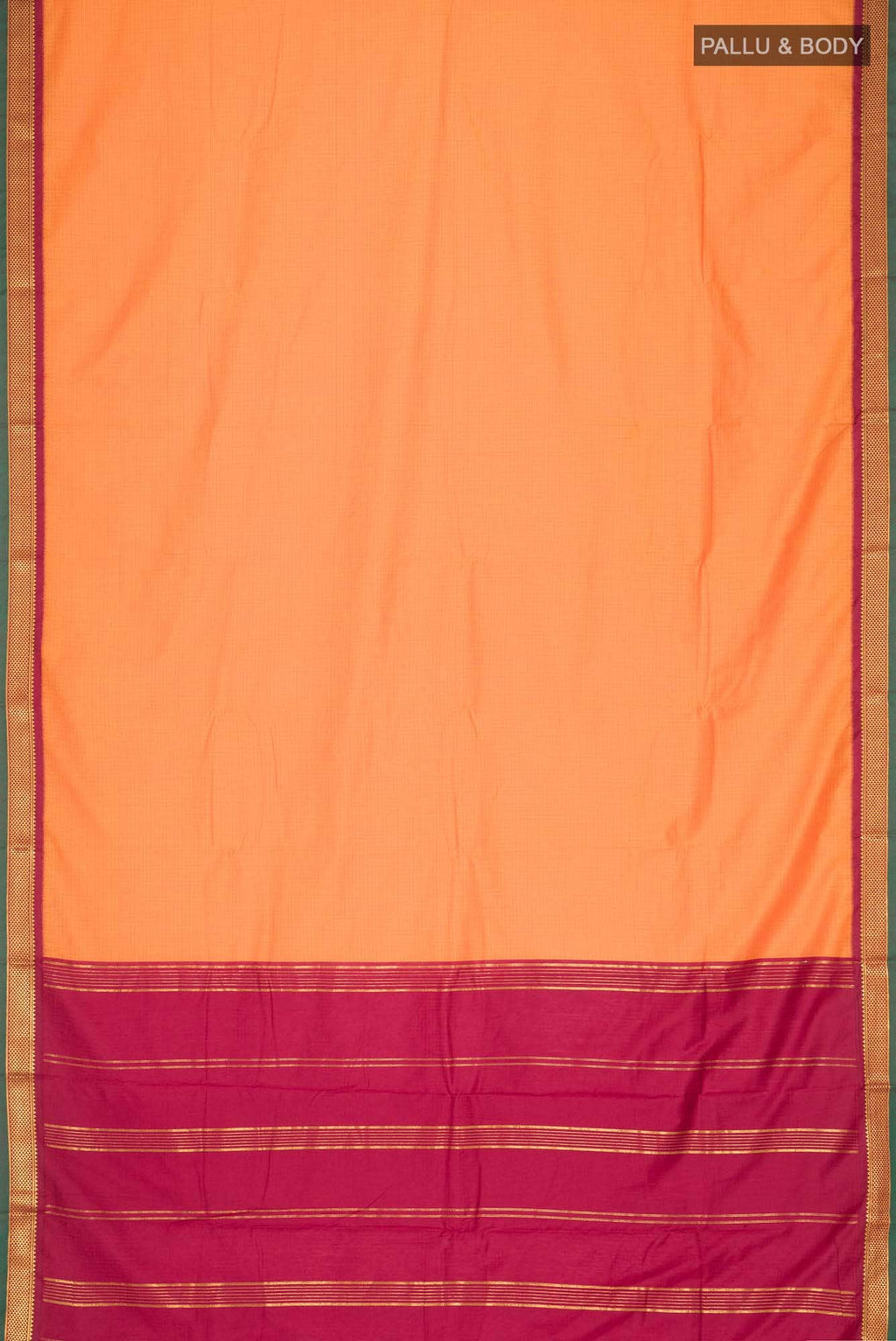 Orange Kalyani Cotton Saree with Zari Border