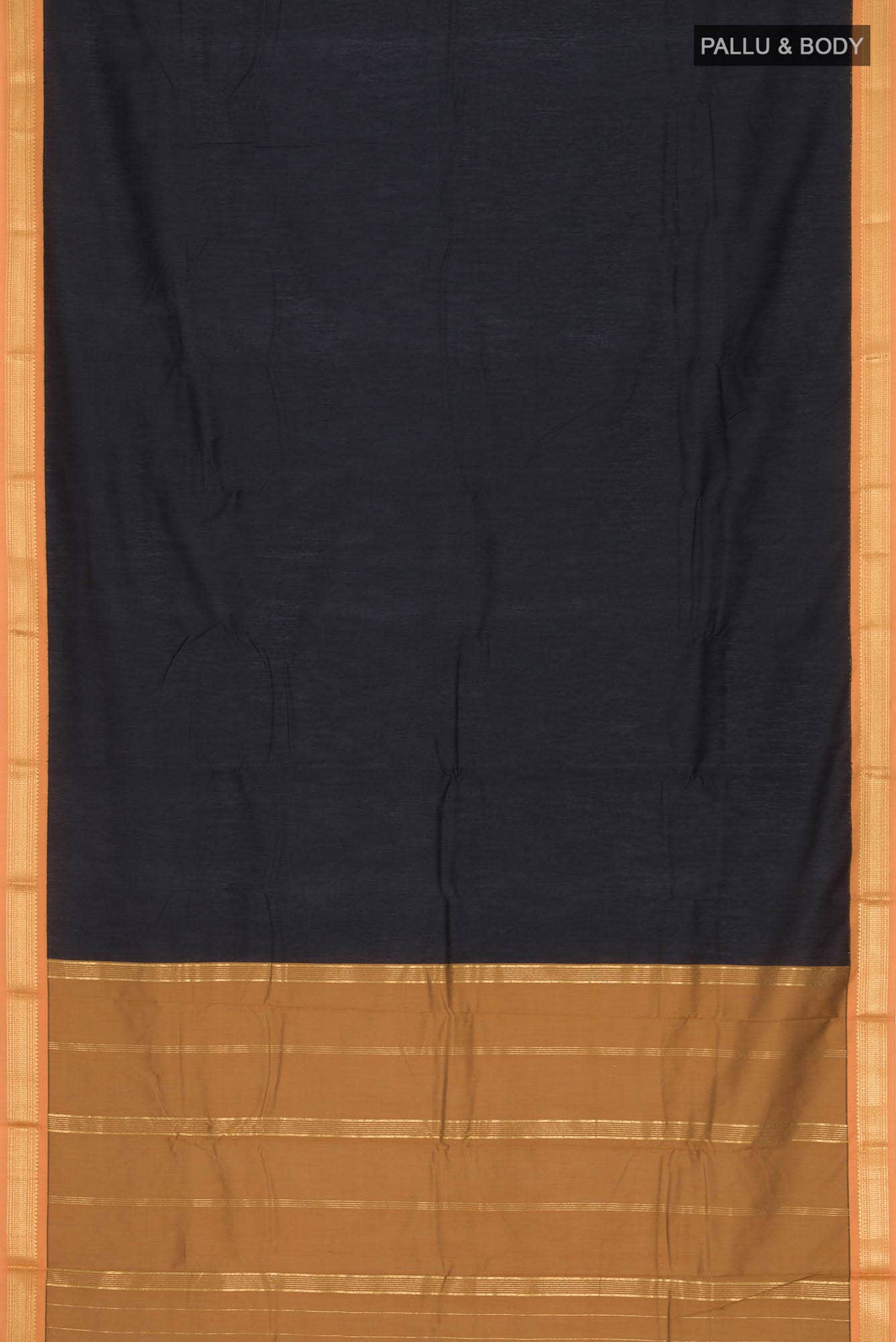 Black Kalyani Cotton Saree with Zari Border
