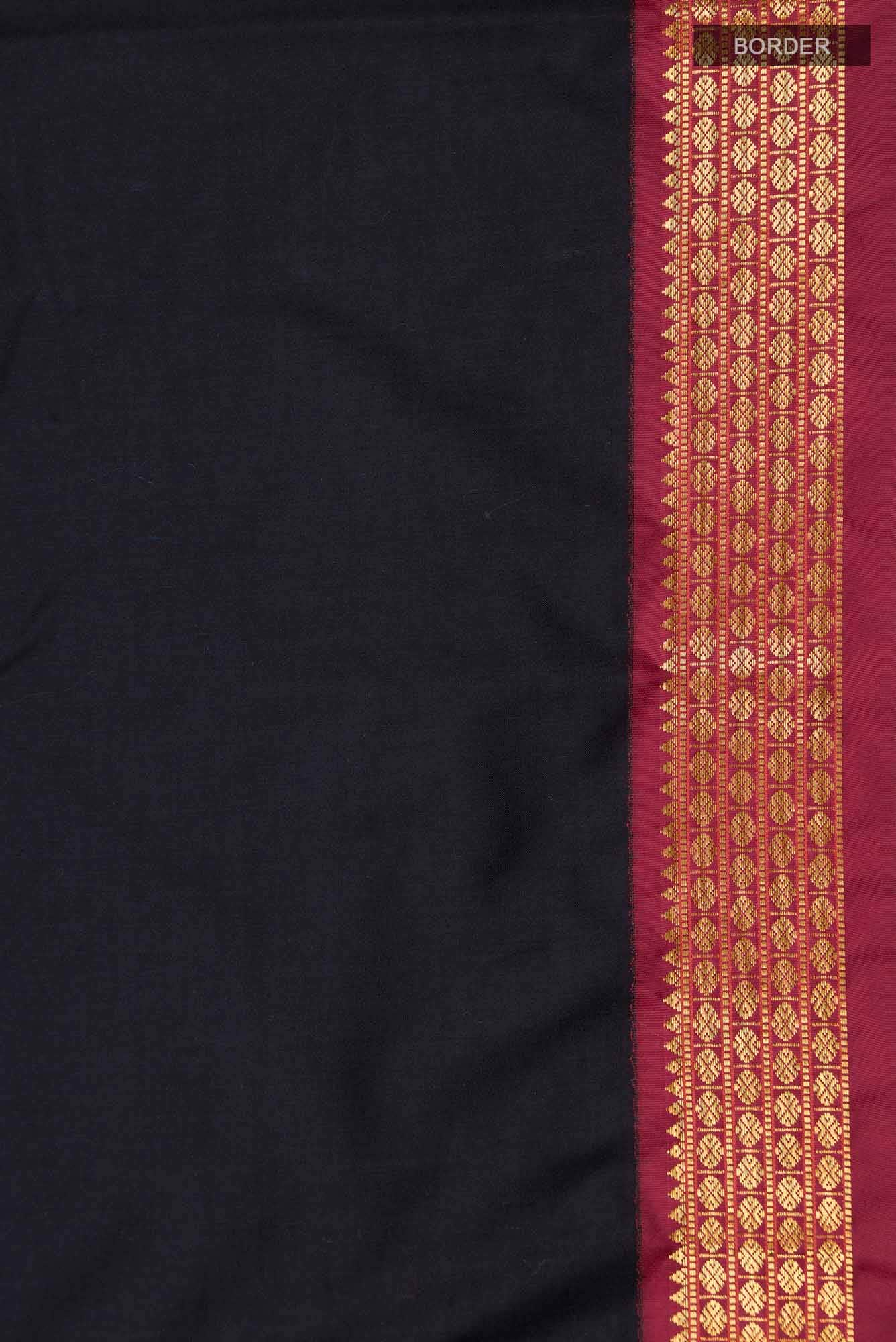 Black Kalyani Cotton Saree with Zari Border