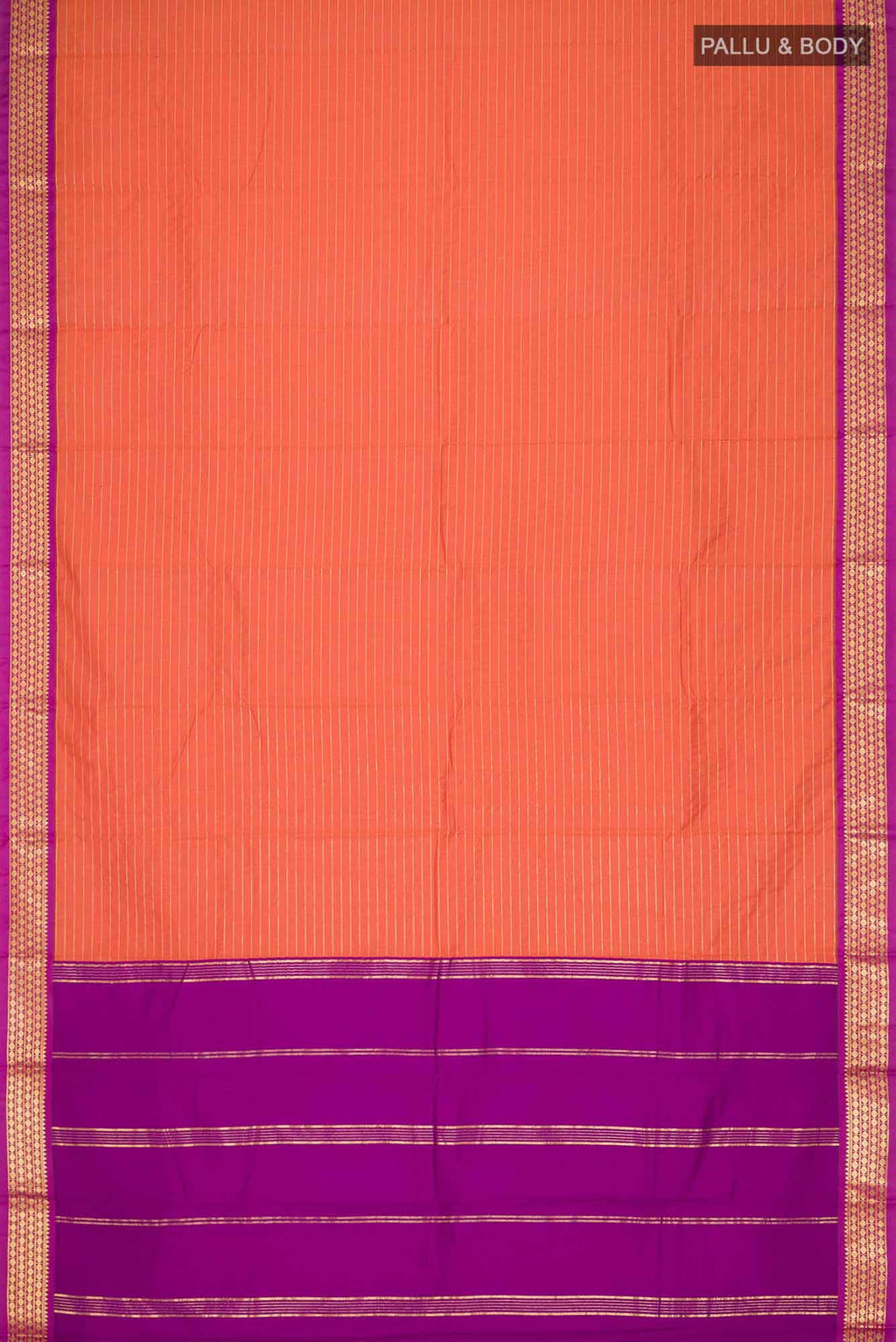 Orange Kalyani Cotton Saree with Zari Border