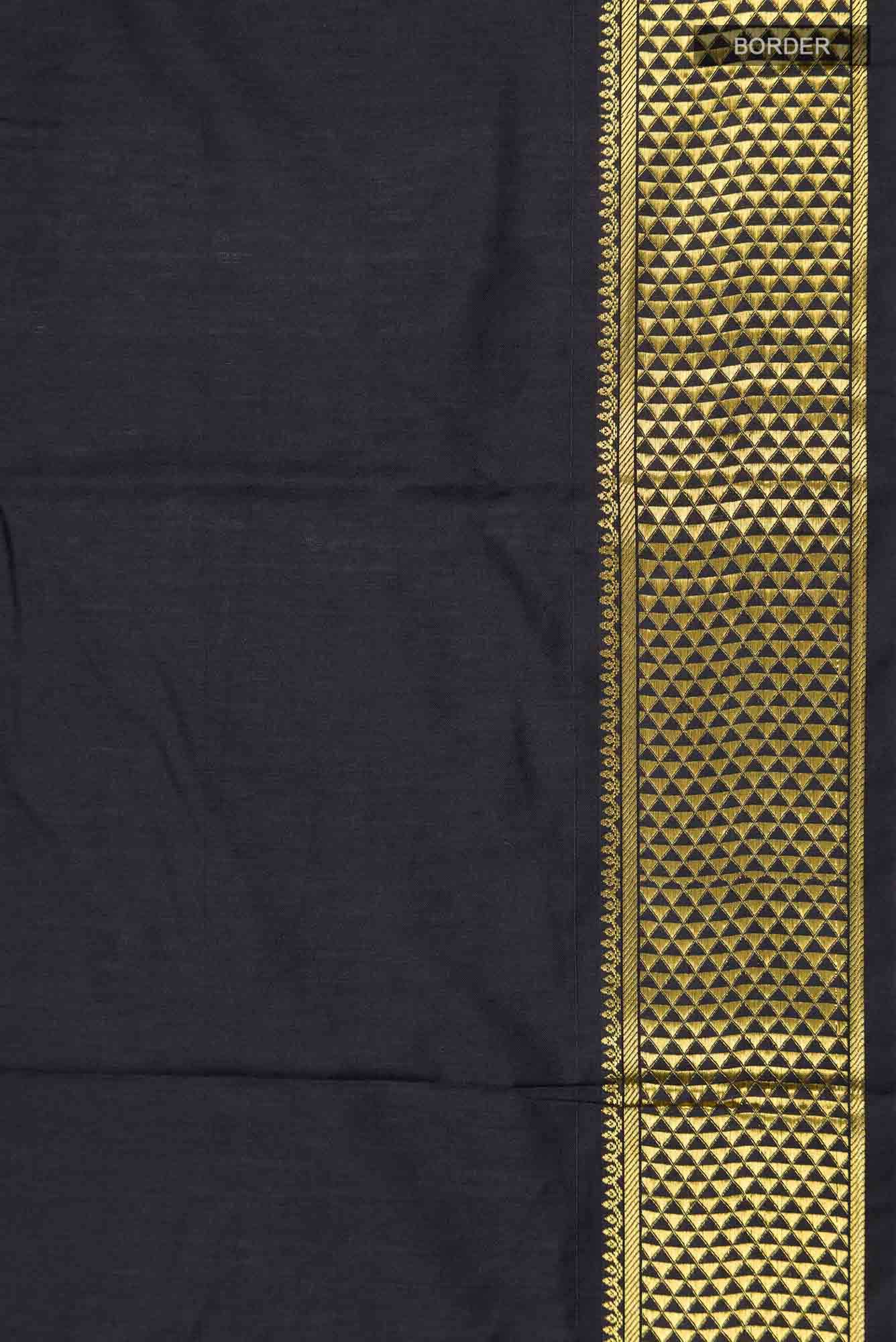 Black Kalyani Cotton Saree with Zari Border