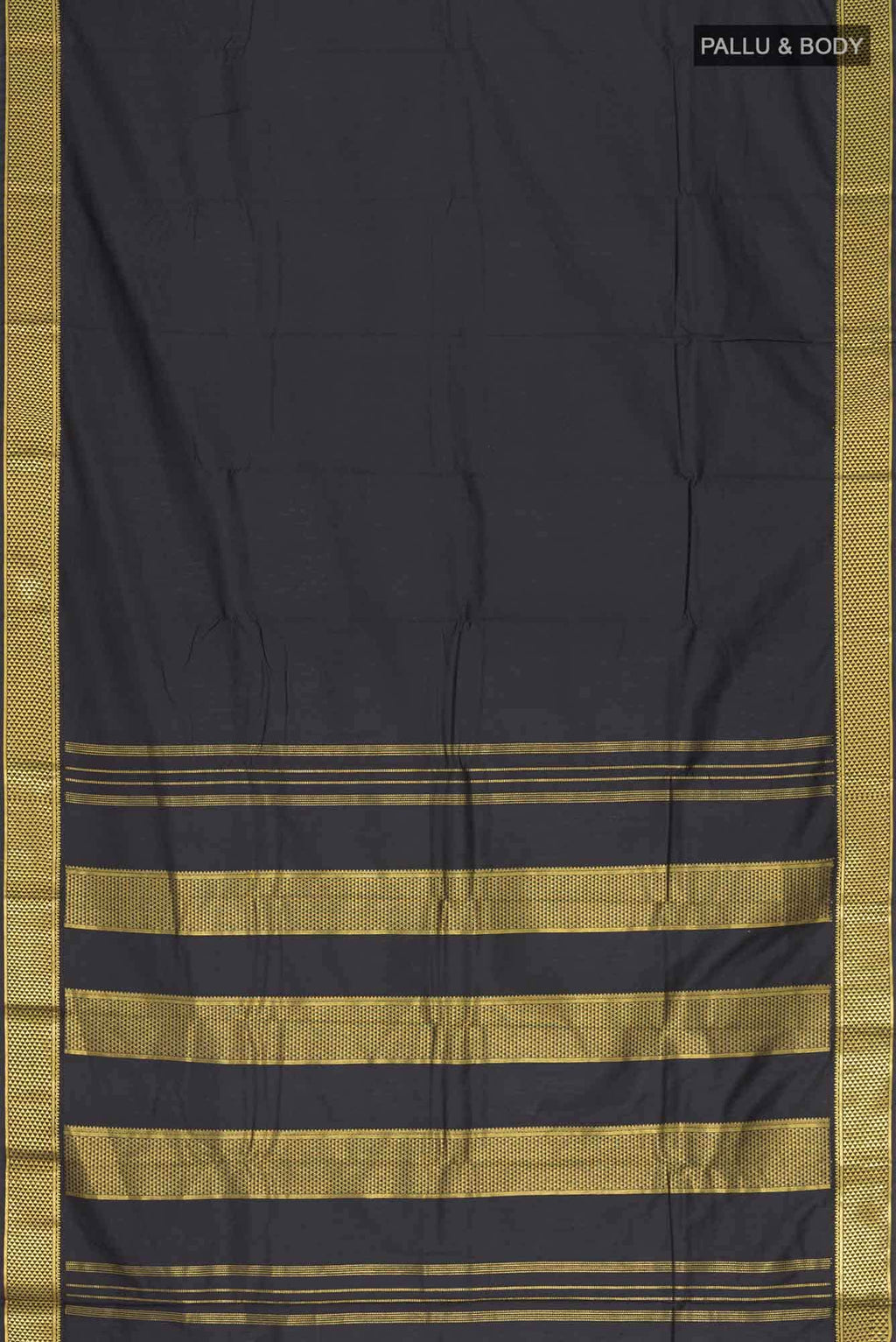 Black Kalyani Cotton Saree with Zari Border