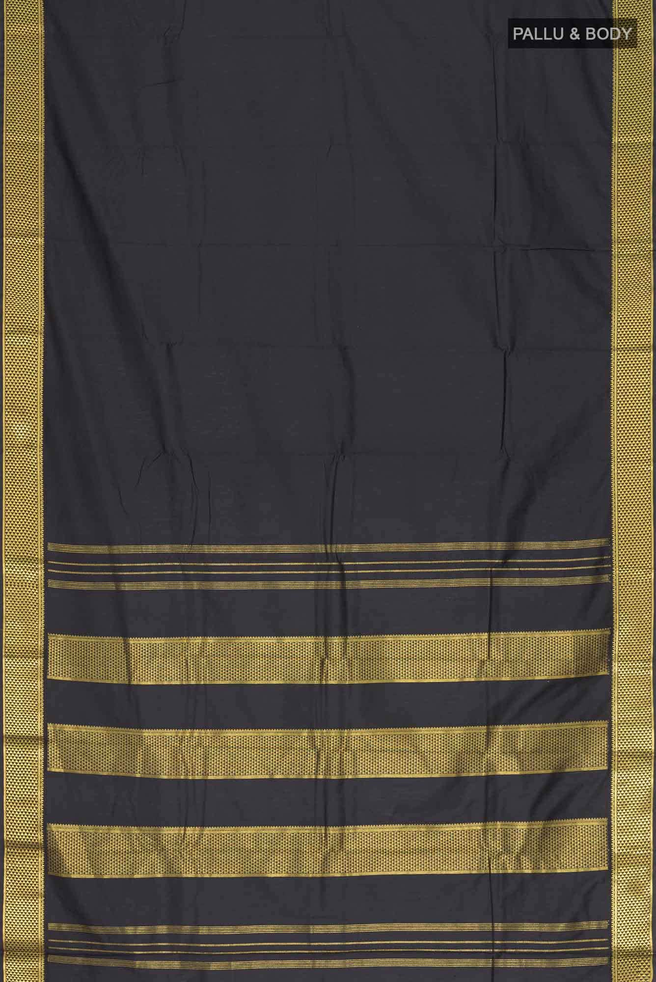 Black Kalyani Cotton Saree with Zari Border