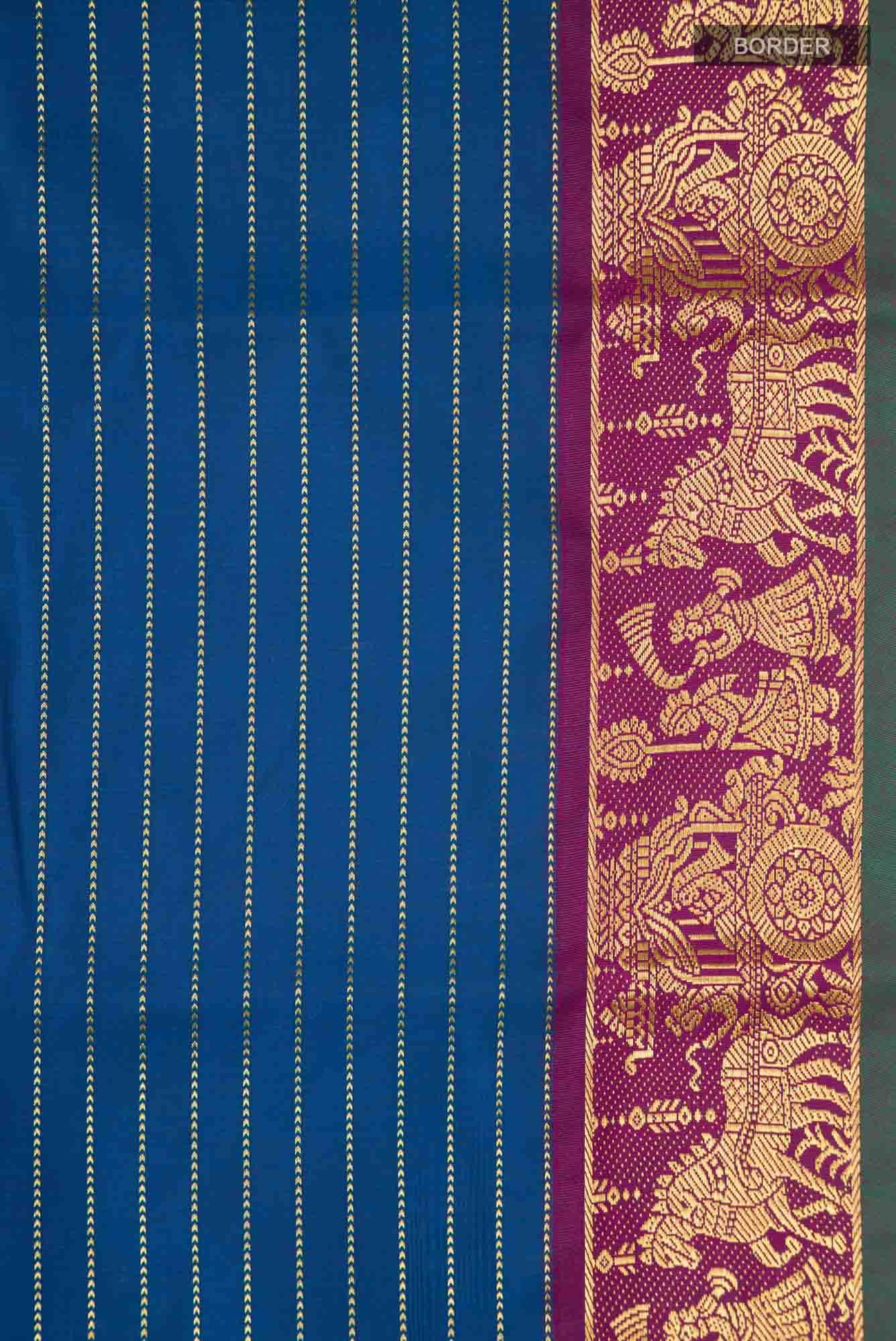 Blue Kalyani Cotton Saree with Zari Border