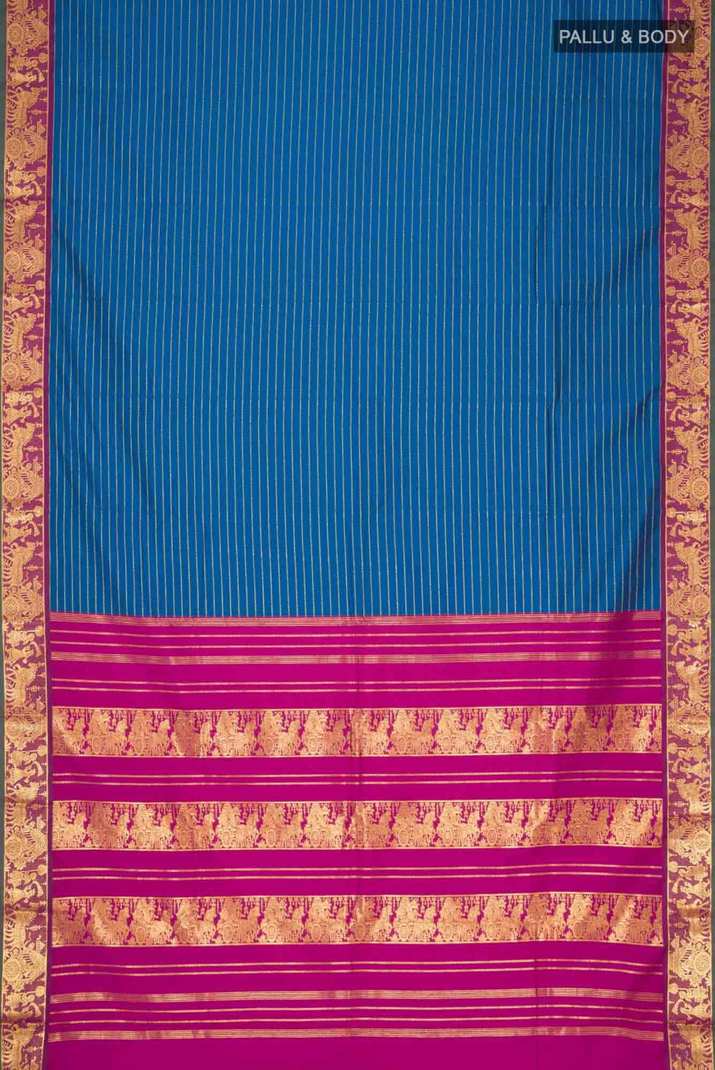 Blue Kalyani Cotton Saree with Zari Border