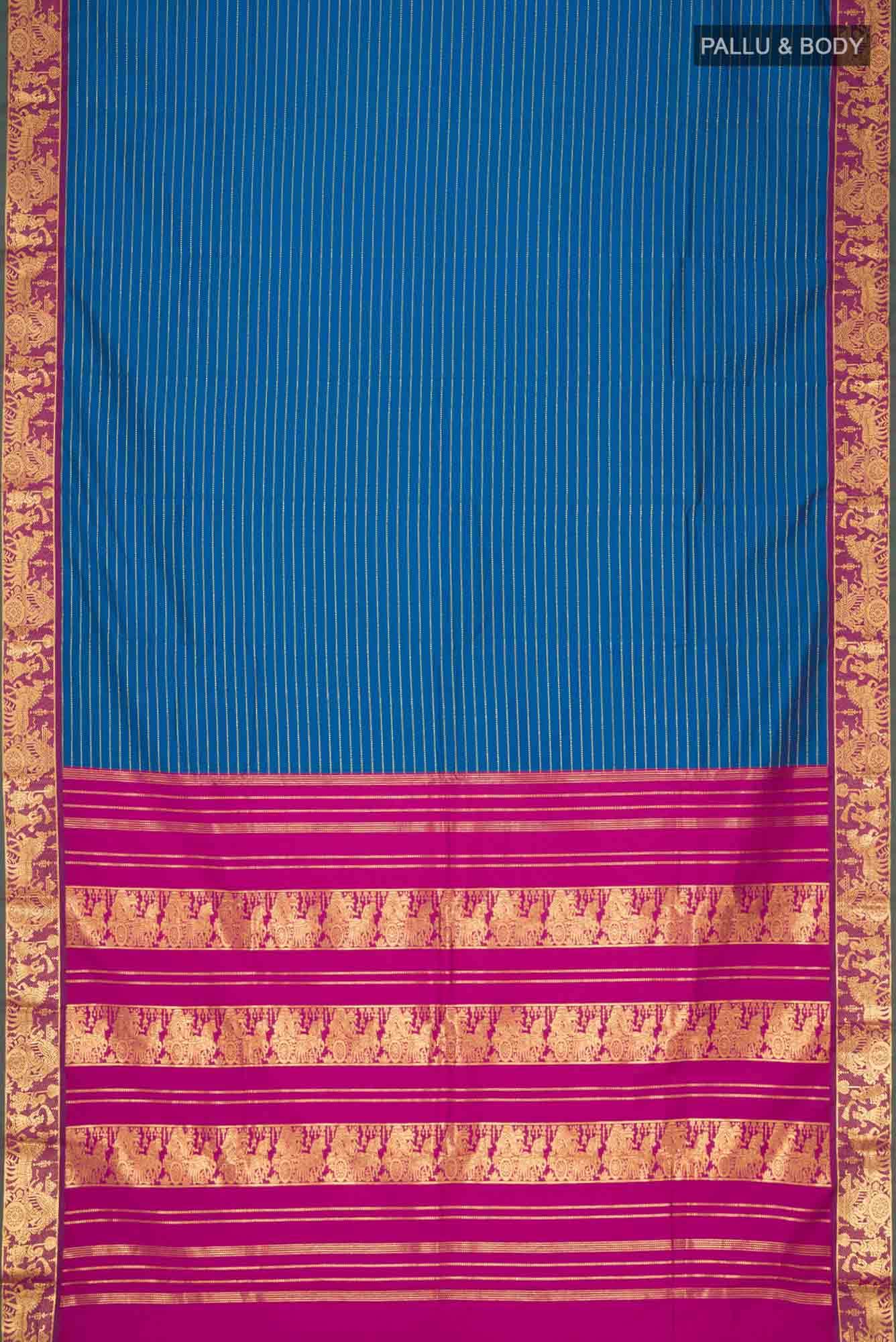 Blue Kalyani Cotton Saree with Zari Border