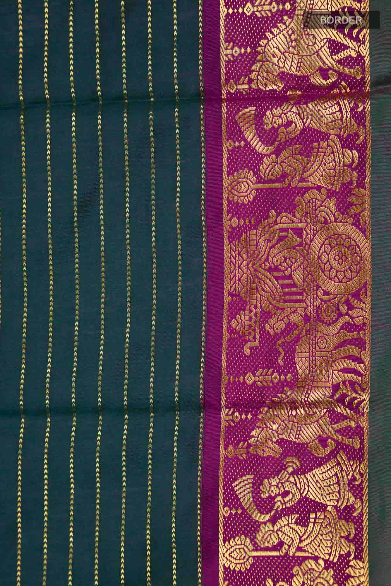 Green Kalyani Cotton Saree with Baluchari Zari Border