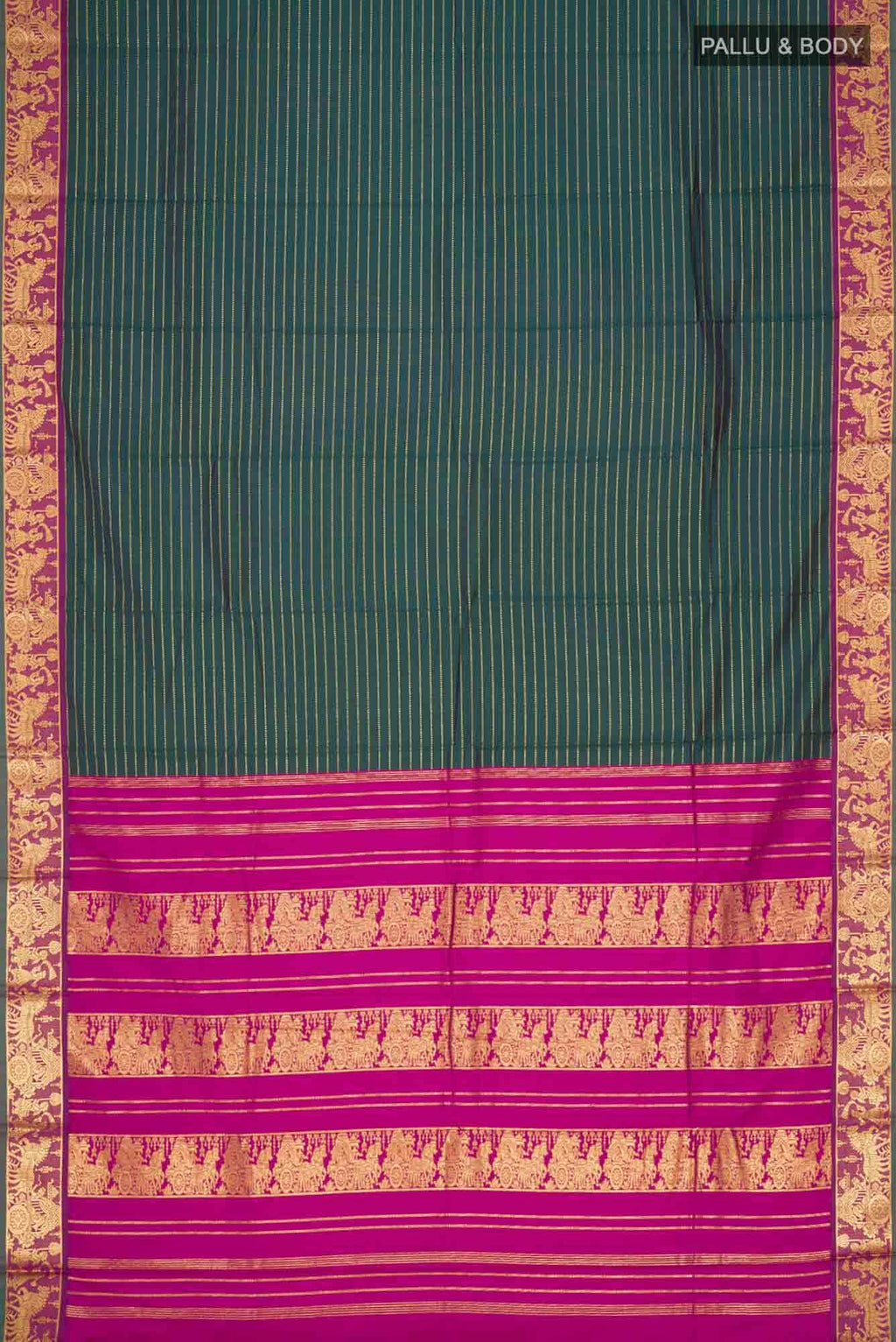 Green Kalyani Cotton Saree with Baluchari Zari Border