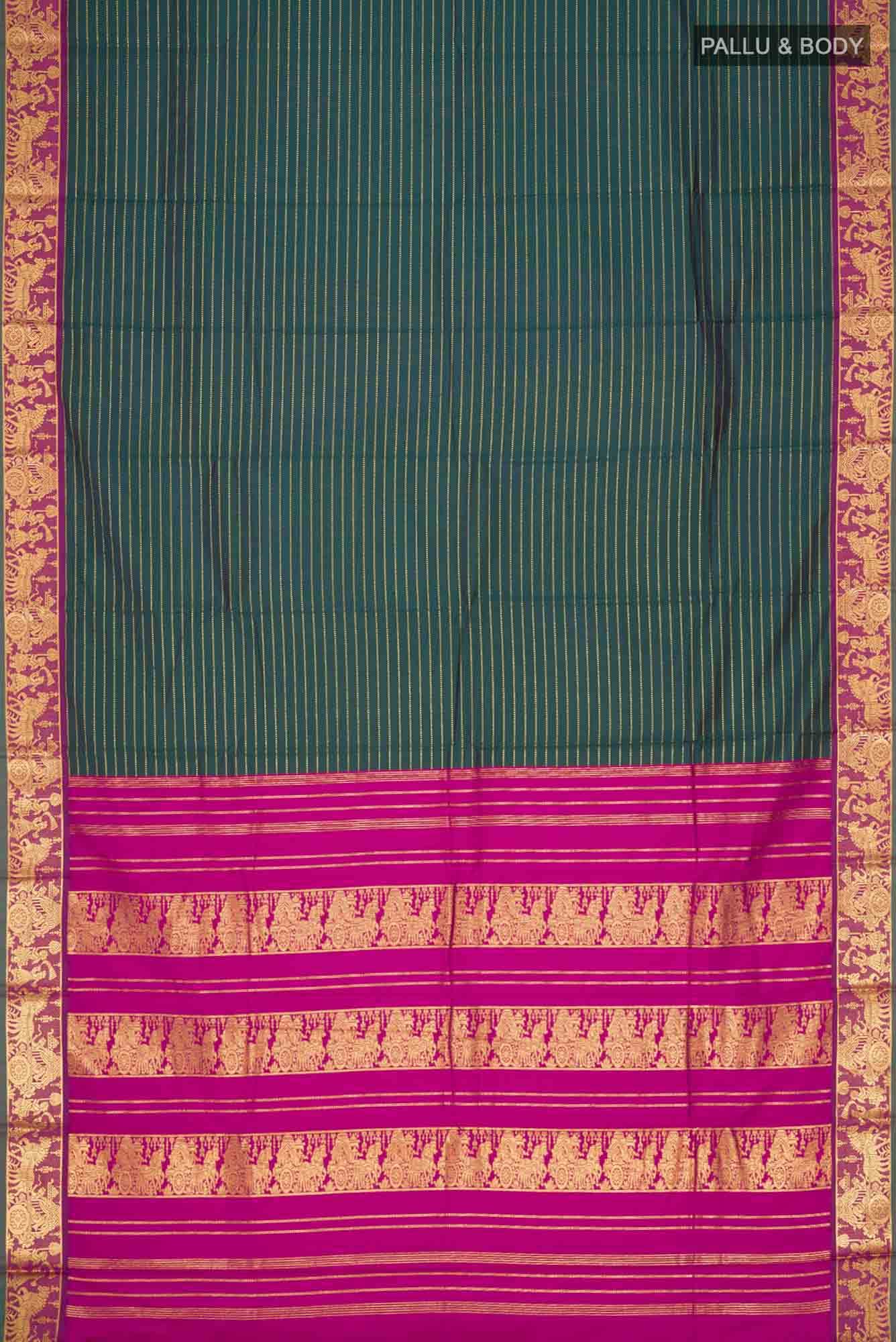 Green Kalyani Cotton Saree with Baluchari Zari Border