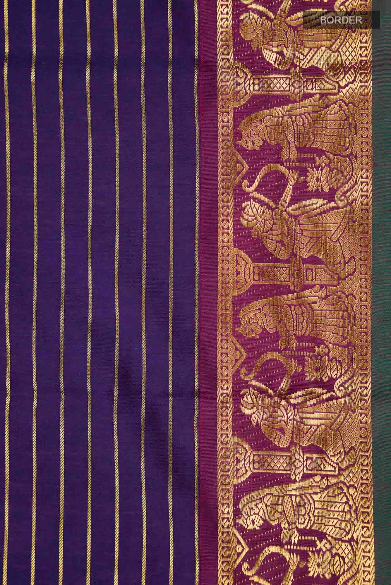 Navy Blue Kalyani Cotton Saree with Baluchari Zari Border