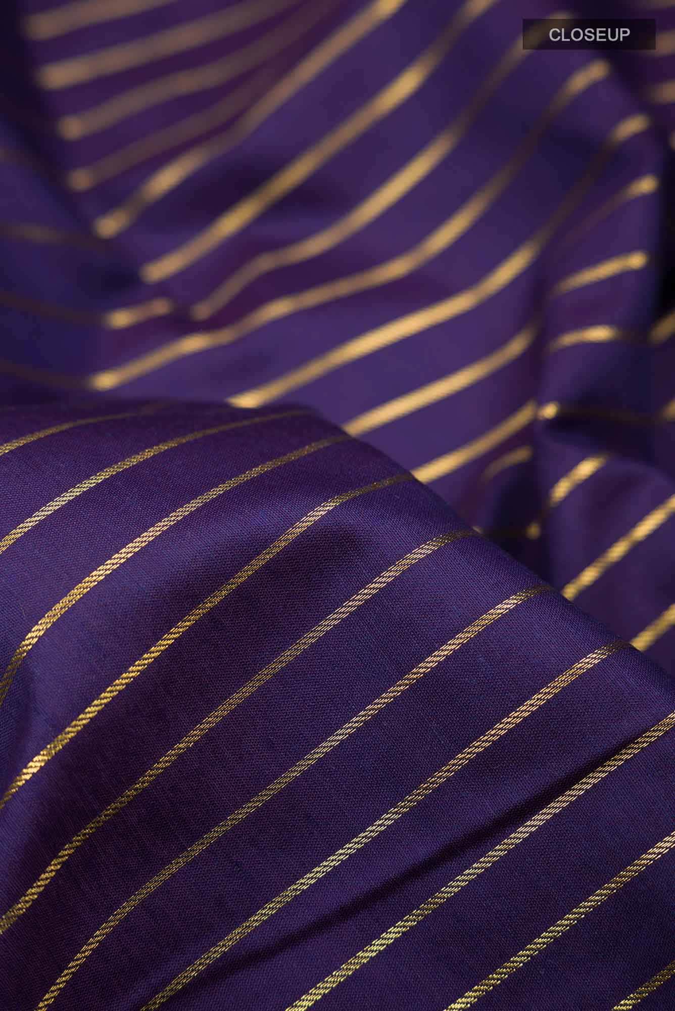 Navy Blue Kalyani Cotton Saree with Baluchari Zari Border