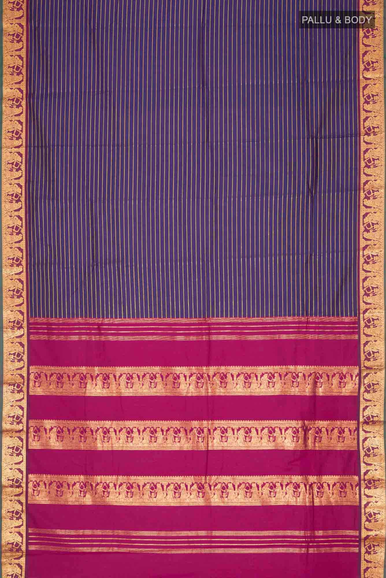 Navy Blue Kalyani Cotton Saree with Baluchari Zari Border