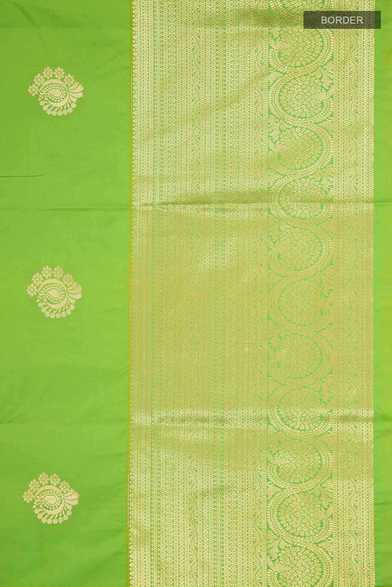 Parrot Green Art Silk Saree With Zari Border