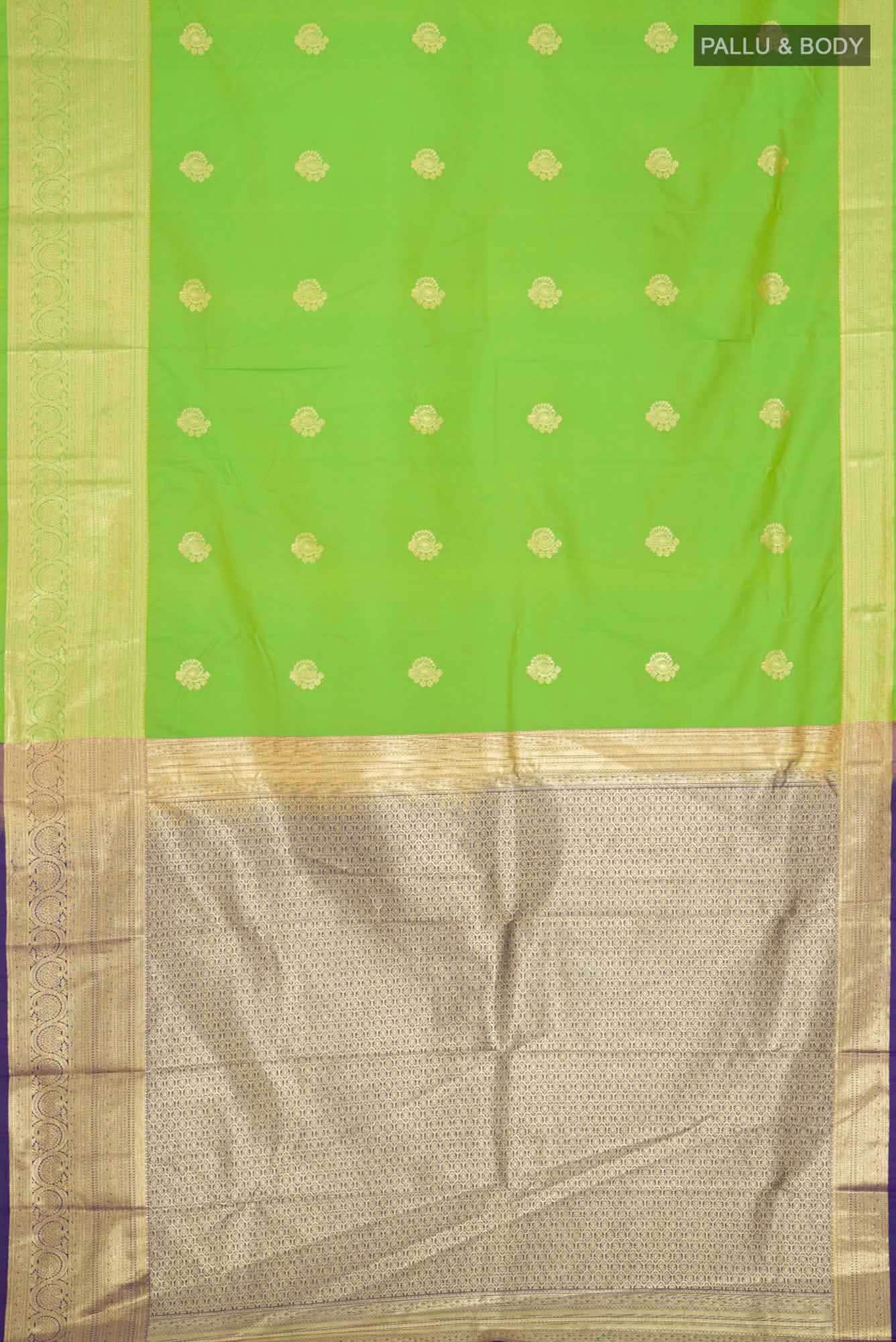 Parrot Green Art Silk Saree With Zari Border