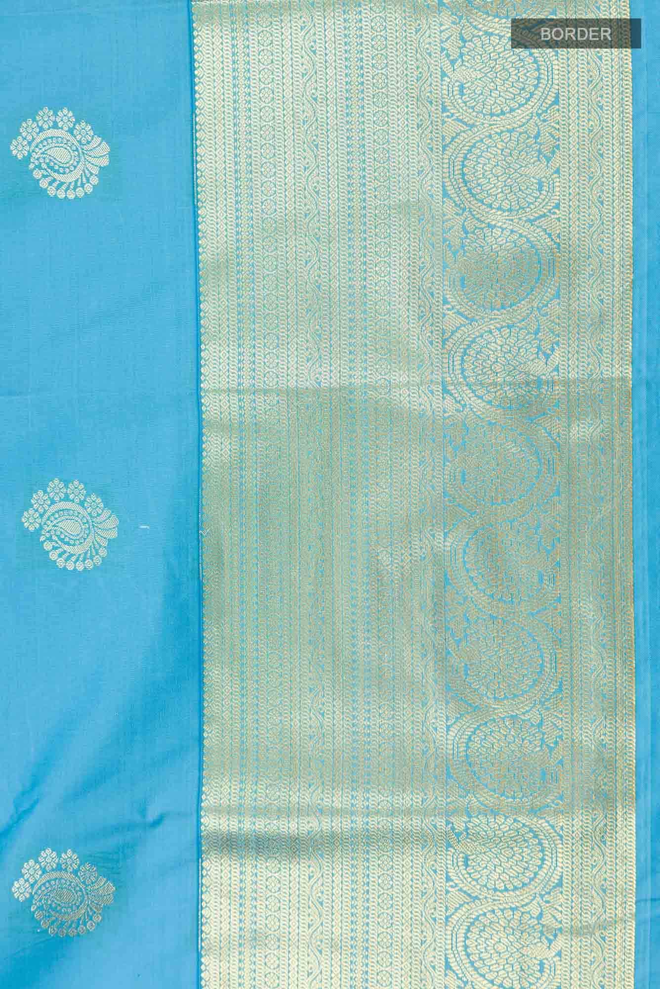 Blue Art Silk Saree With Zari Border