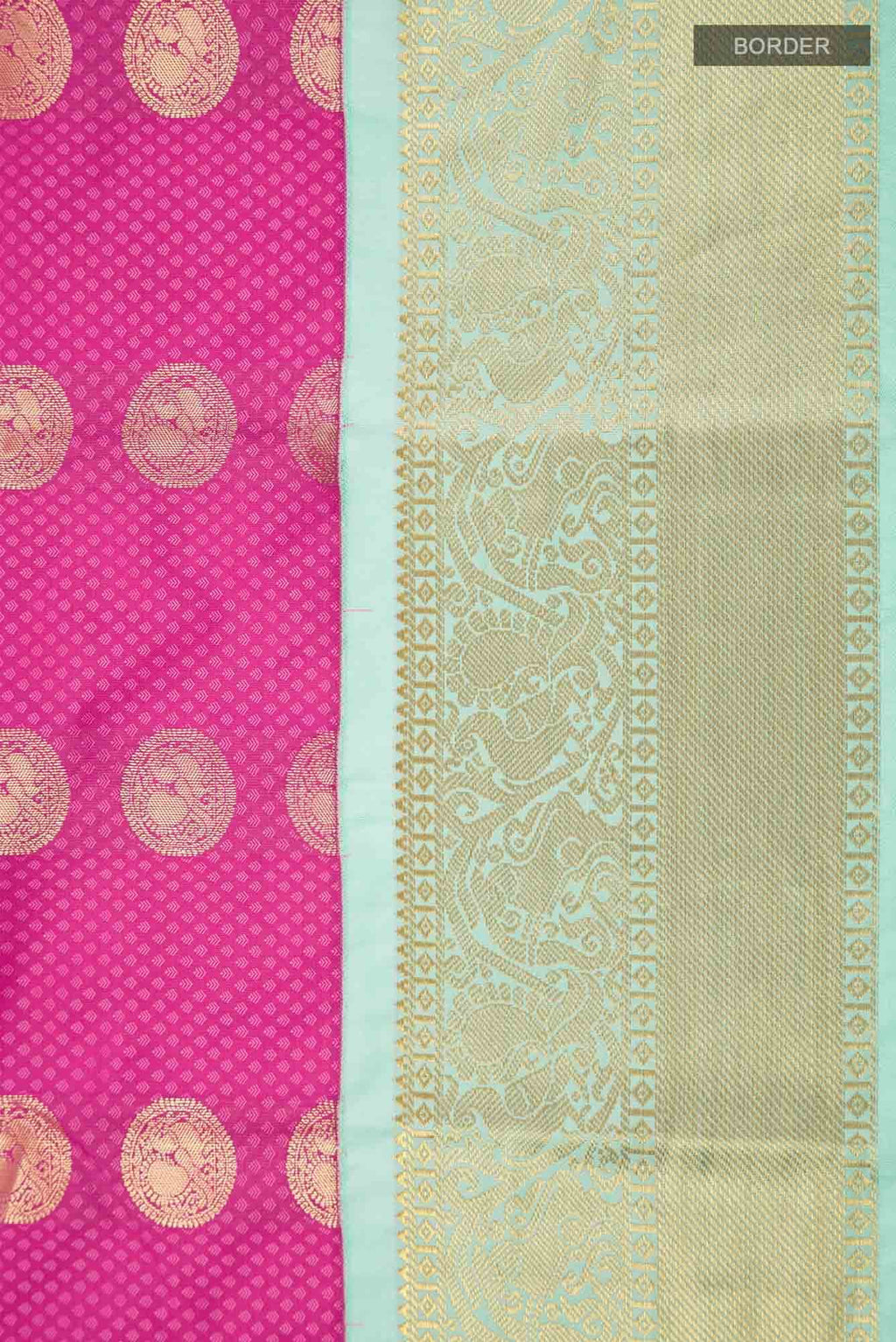 Pink Art Silk Zari Butta Saree with Contrast Border