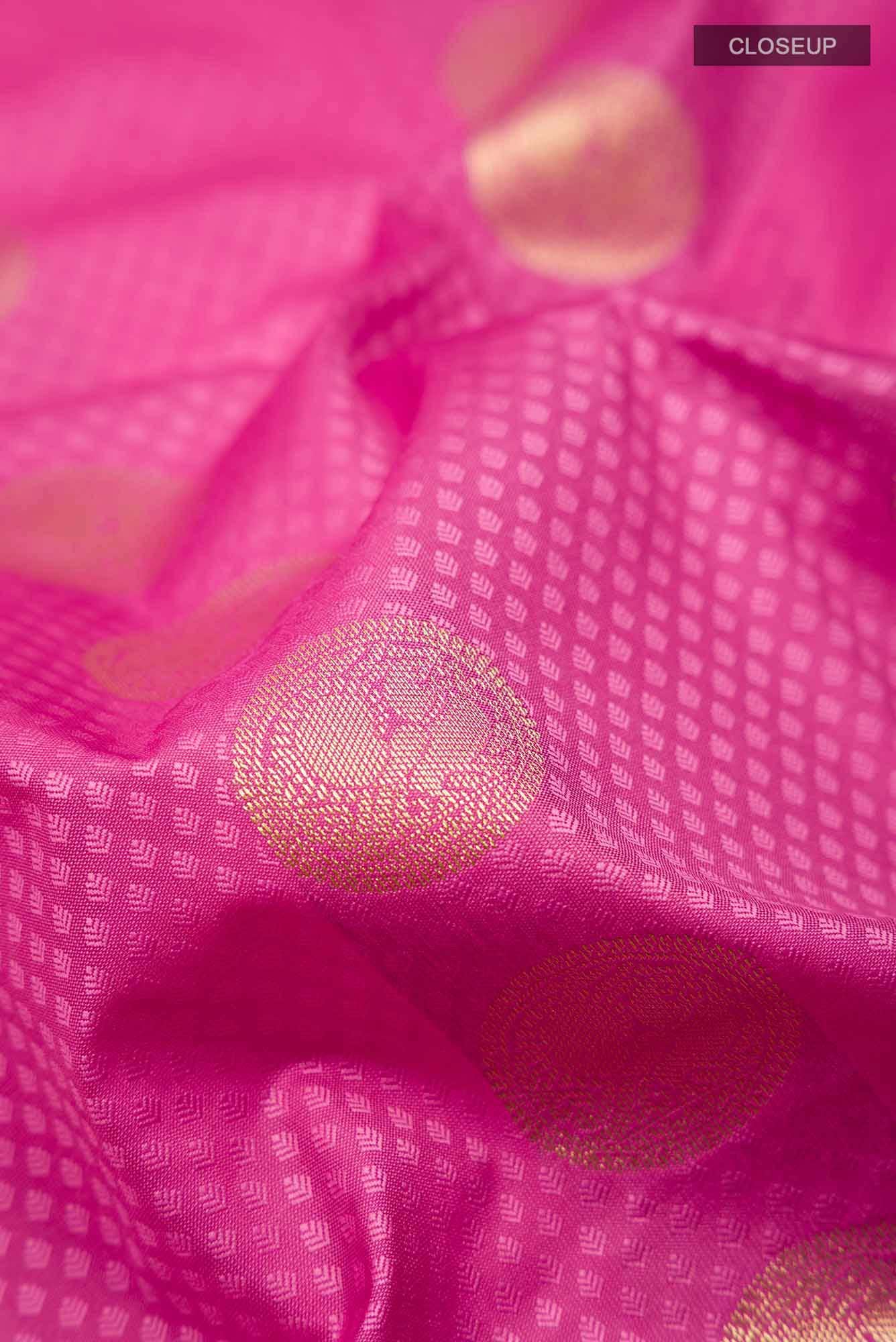 Pink Art Silk Zari Butta Saree with Contrast Border