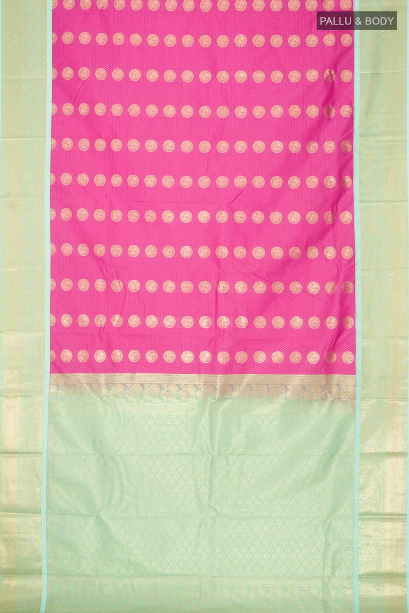 Pink Art Silk Zari Butta Saree with Contrast Border