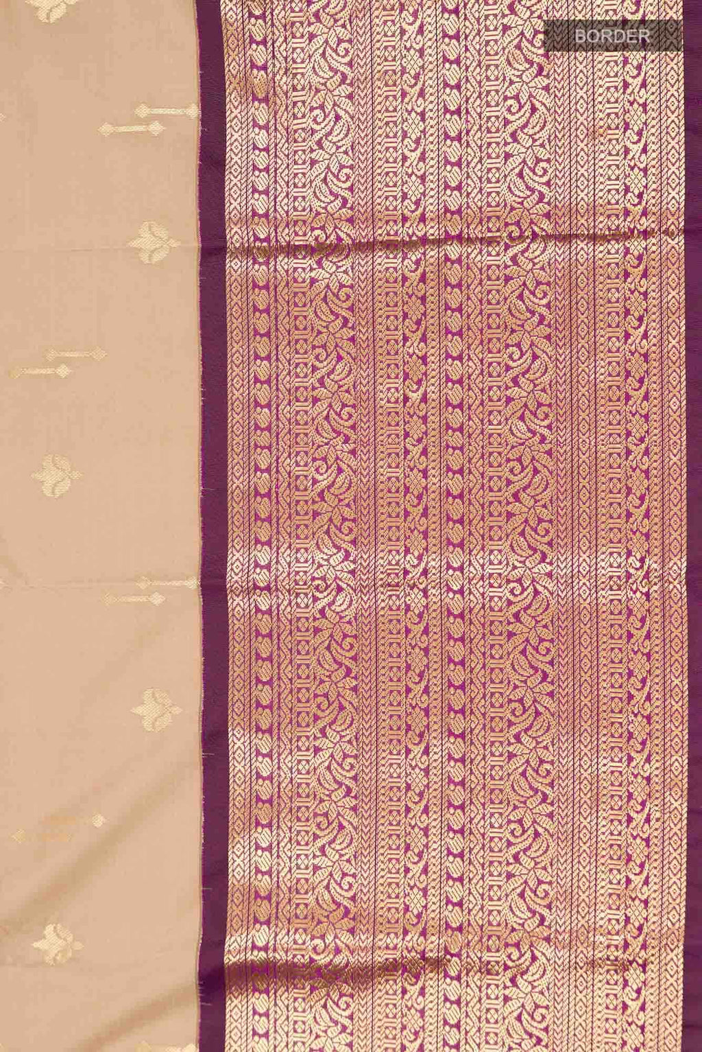 Beige Zari Butta Art Silk Saree with Rich Border