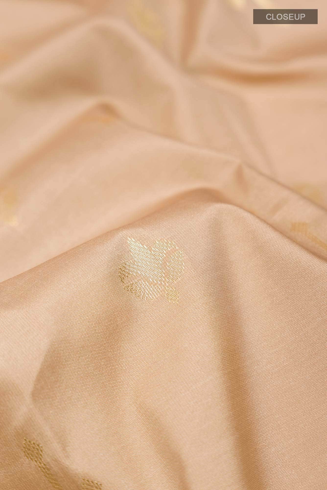 Beige Zari Butta Art Silk Saree with Rich Border