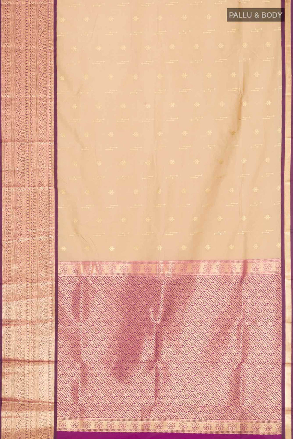 Beige Zari Butta Art Silk Saree with Rich Border