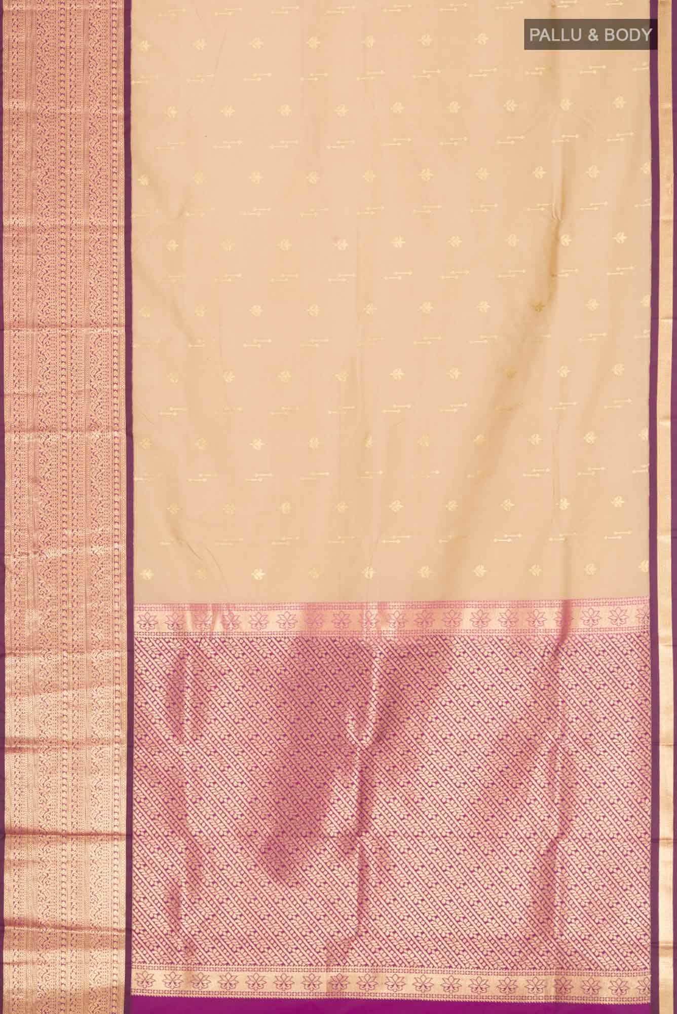 Beige Zari Butta Art Silk Saree with Rich Border
