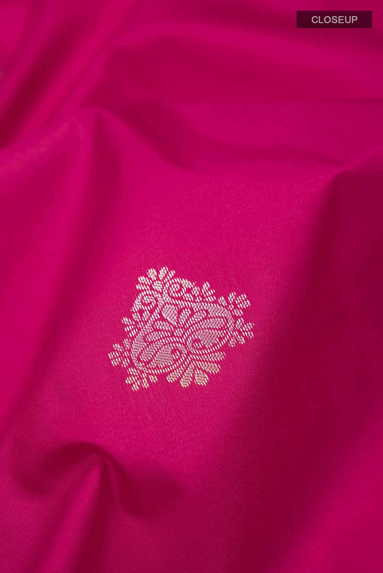 Pink Zari Butta Art Silk Saree with Contrast Border
