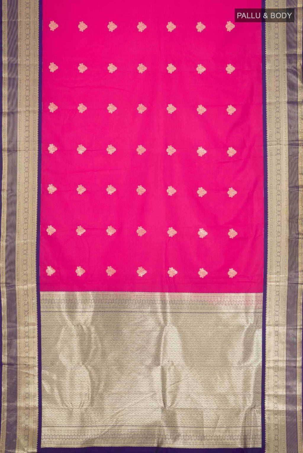 Pink Zari Butta Art Silk Saree with Contrast Border