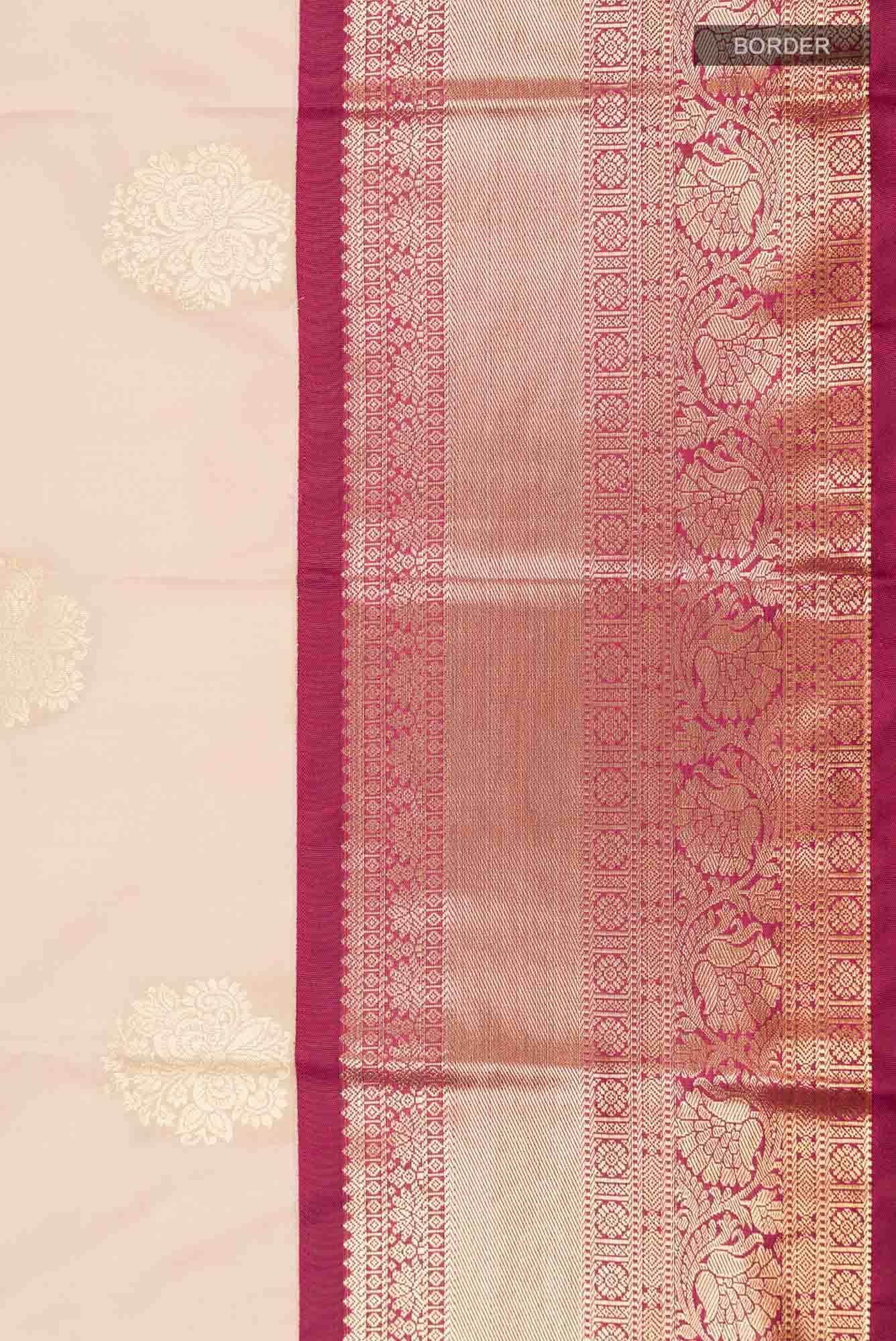 Beige Zari Butta Art Silk Saree with Rich Border