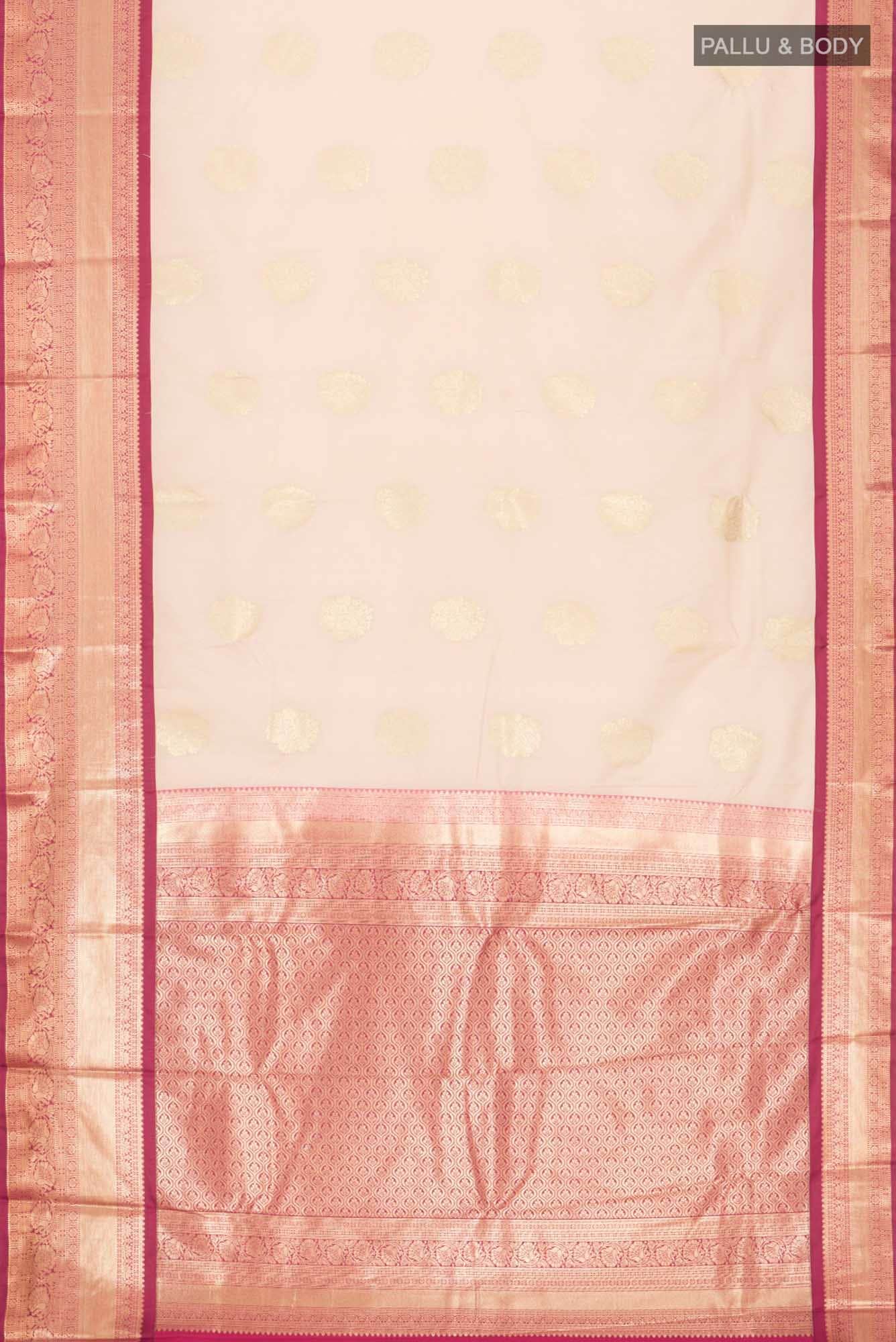 Beige Zari Butta Art Silk Saree with Rich Border
