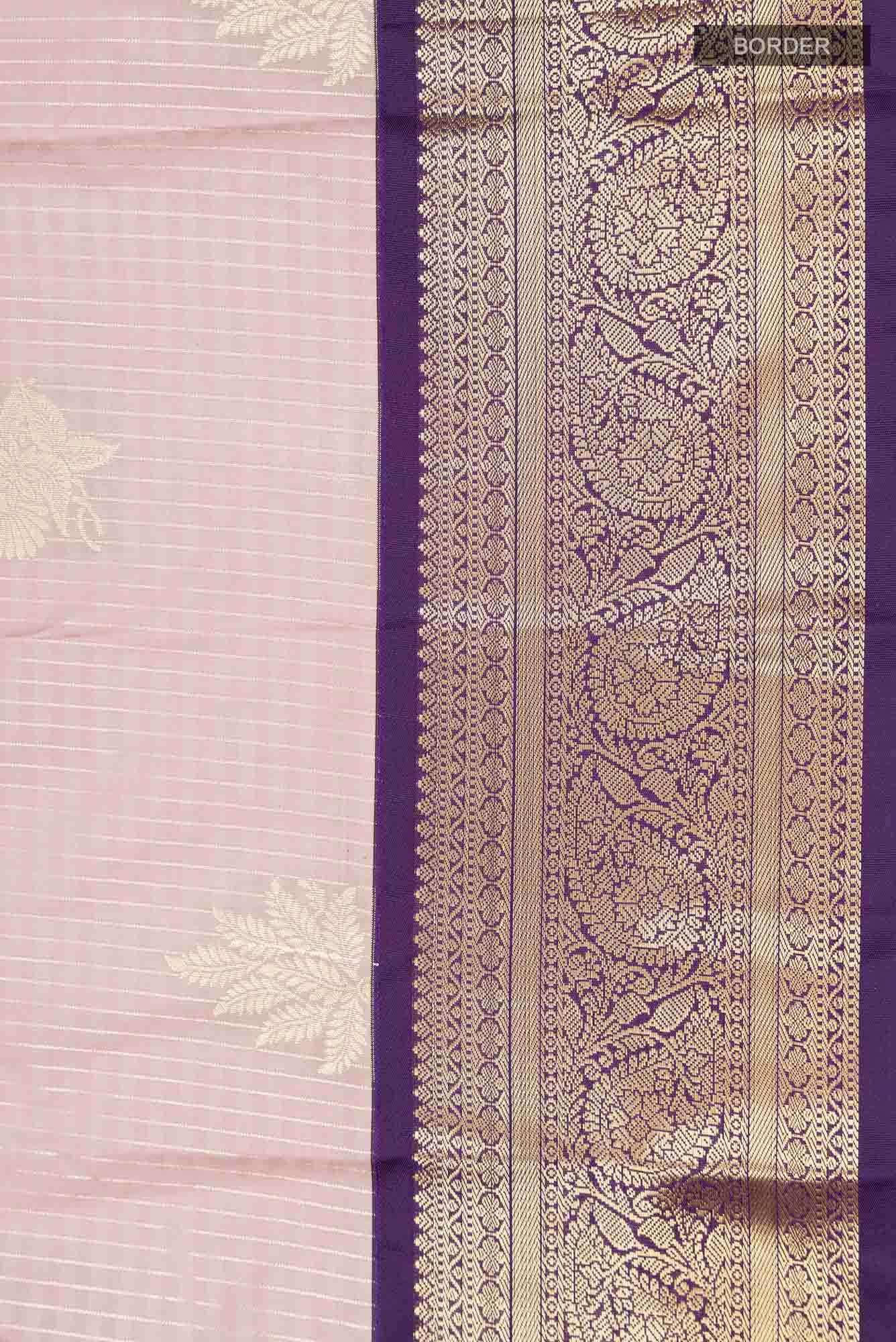 Rose Gold Zari Butta Art Silk Saree with Rich Border